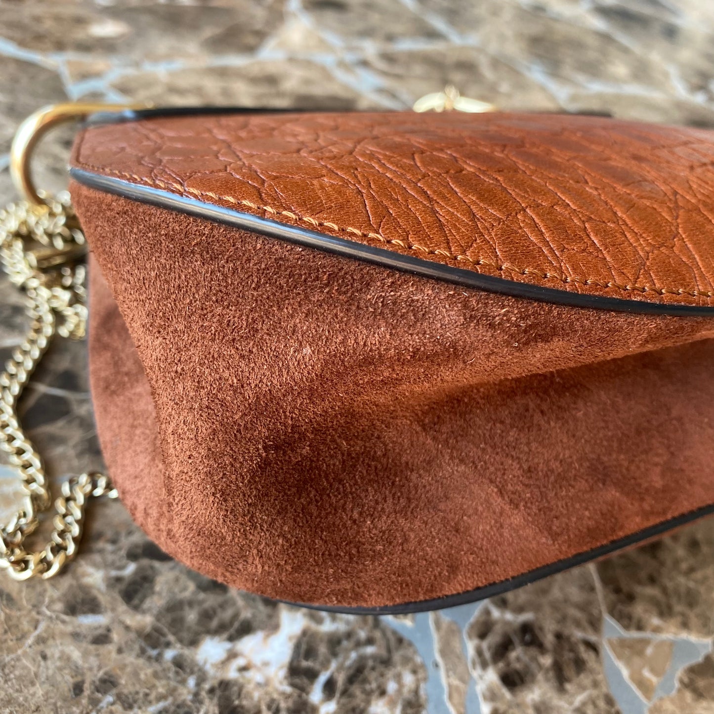 Chloe Drew Croc Embossed Leather Crossbody