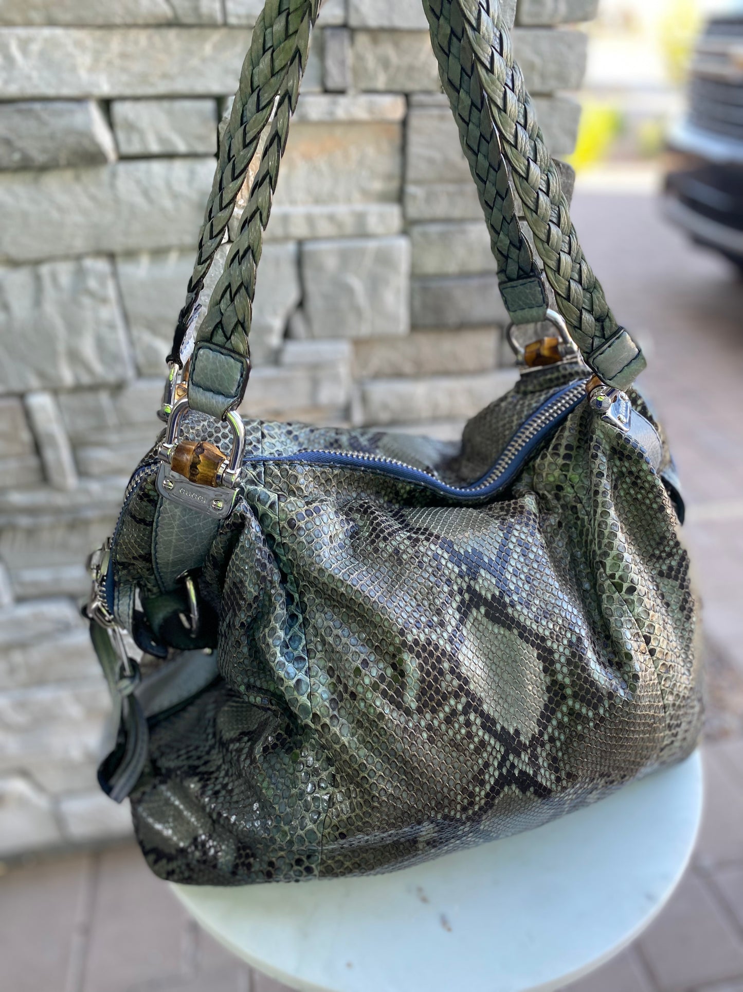 Gucci Python Large Bamboo Bar Bag