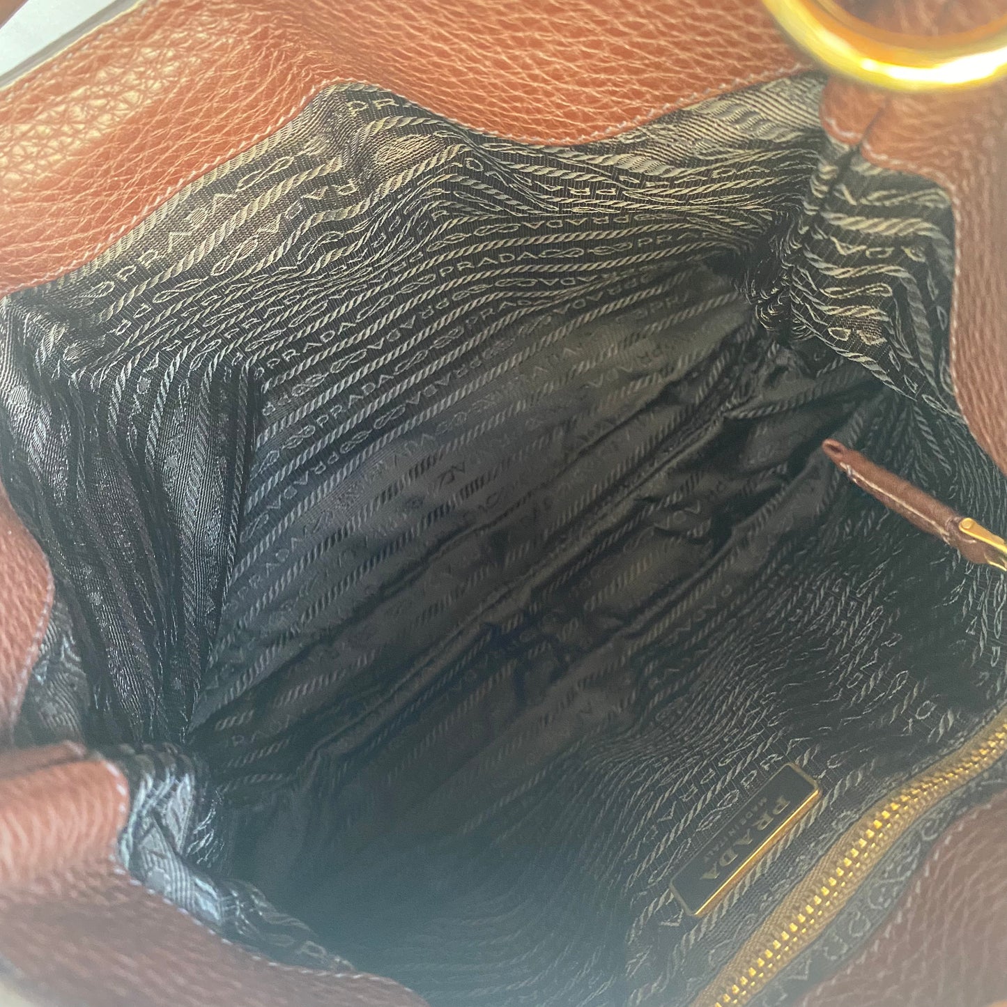 Prada Pushlock Hobo Vitello Daino Shoulder Bag
