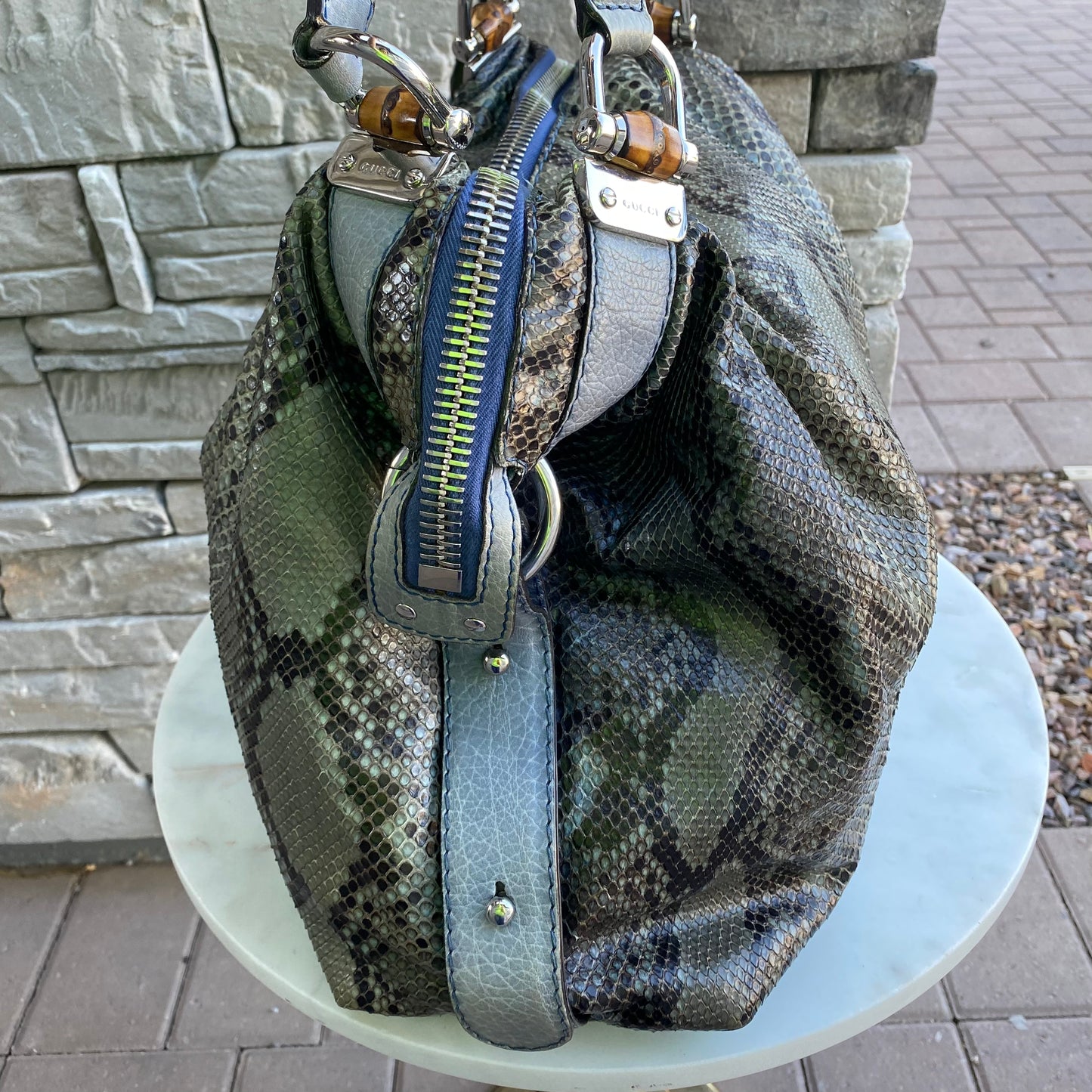 Gucci Python Large Bamboo Bar Bag