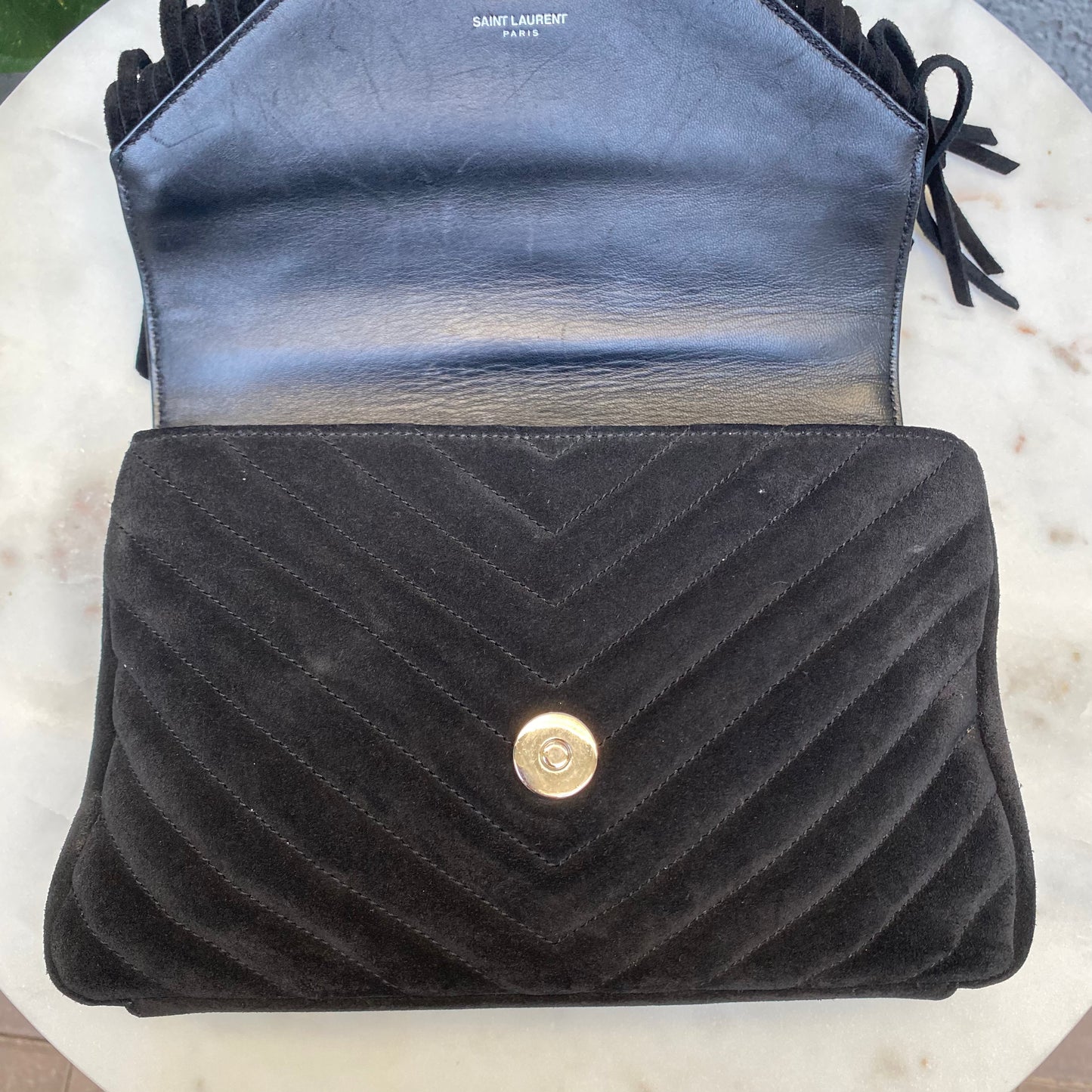 Saint Laurent Medium College Suede Fringe Shoulder Bag