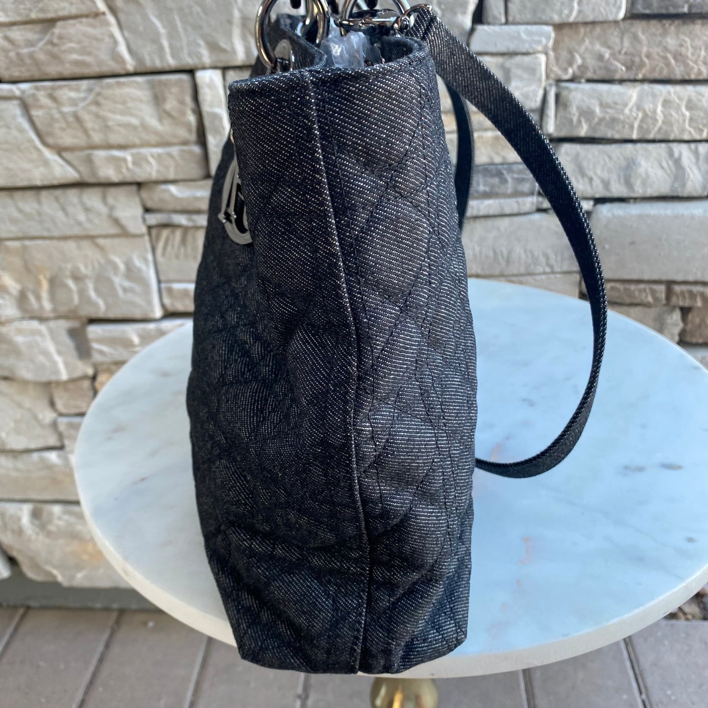 Christian Dior Denim Cannage Large Soft Lady Dior Tote