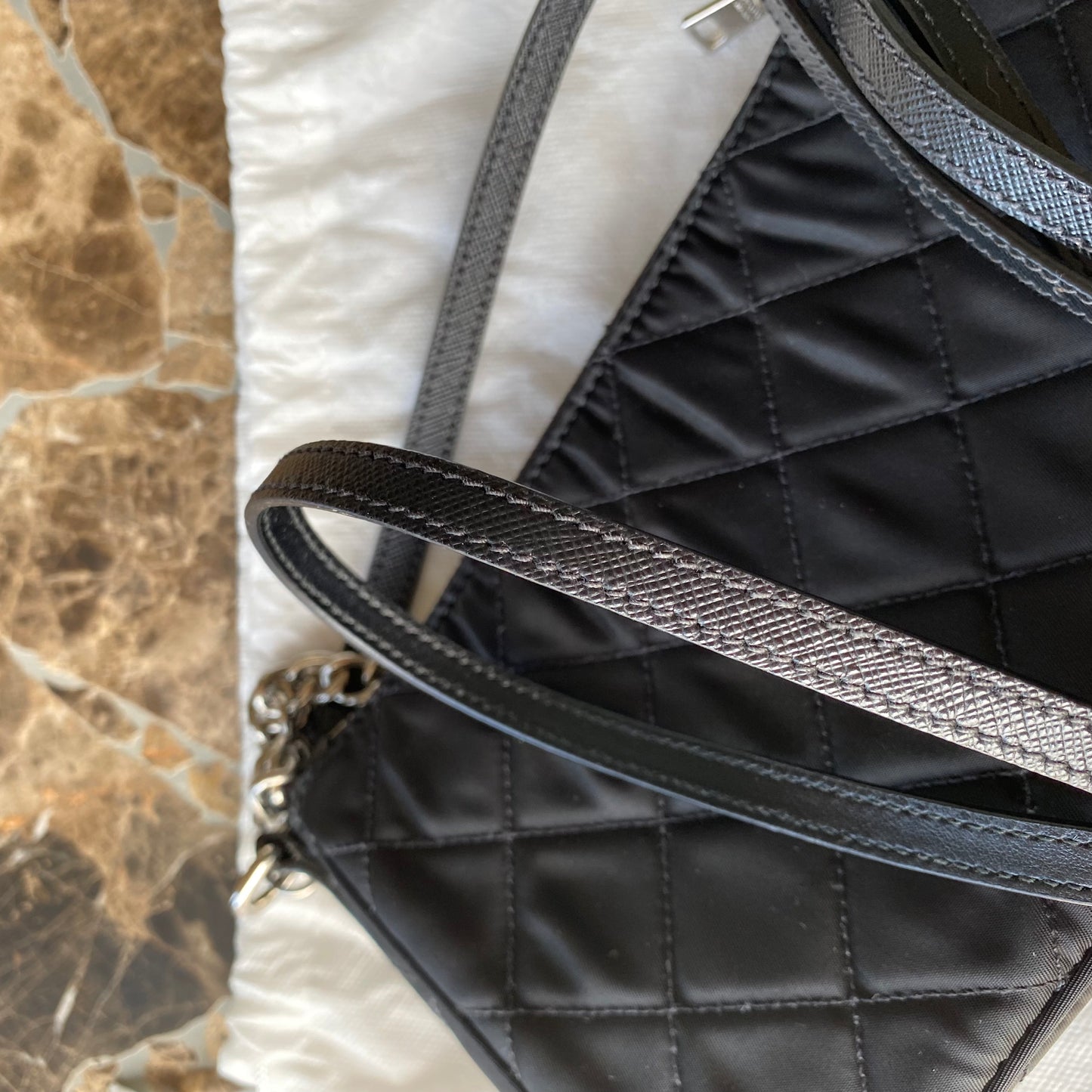 Prada Nylon Quilted Convertible Chain Crossbody
