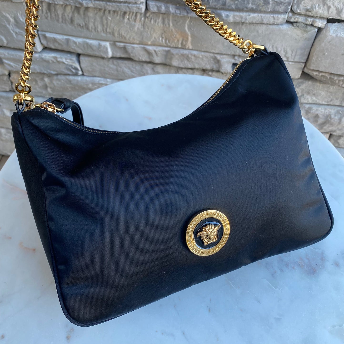 Versace Medusa Nylon Tribute Chain Shoulder Bag