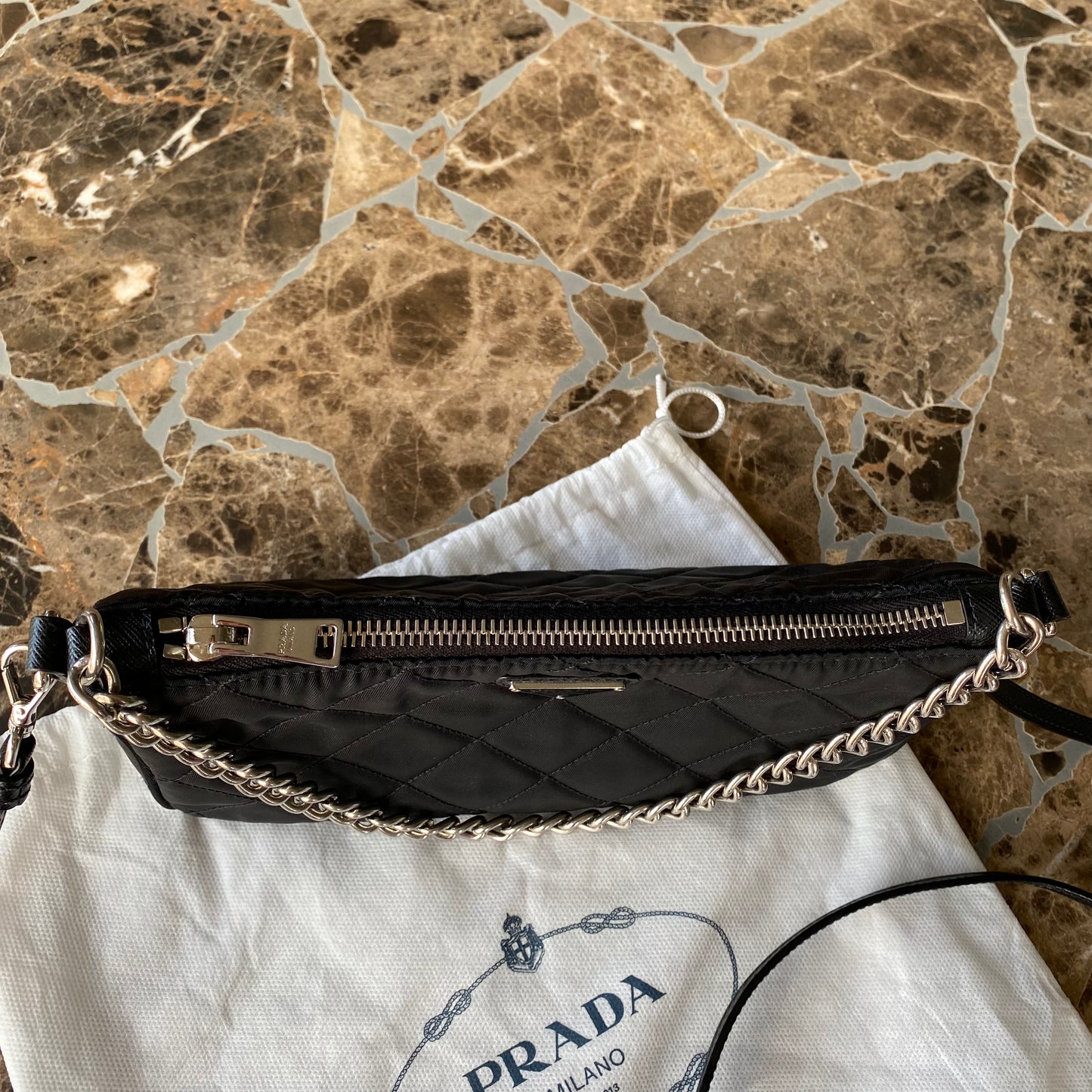 Prada Nylon Quilted Convertible Chain Crossbody
