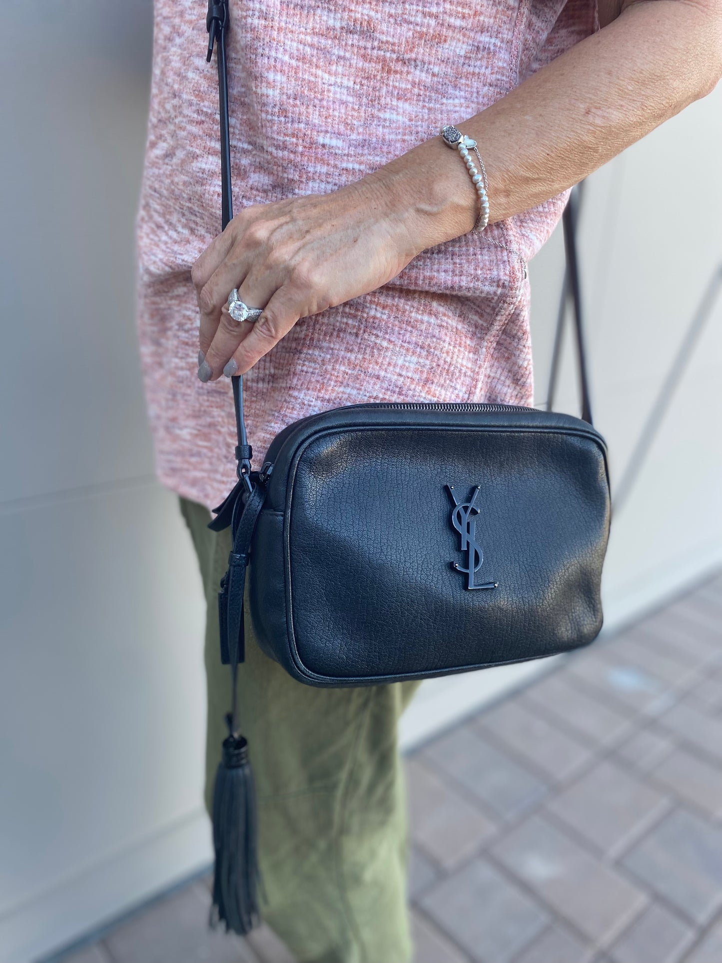 Saint Laurent Lambskin Monogram Small Lou Camera Bag
