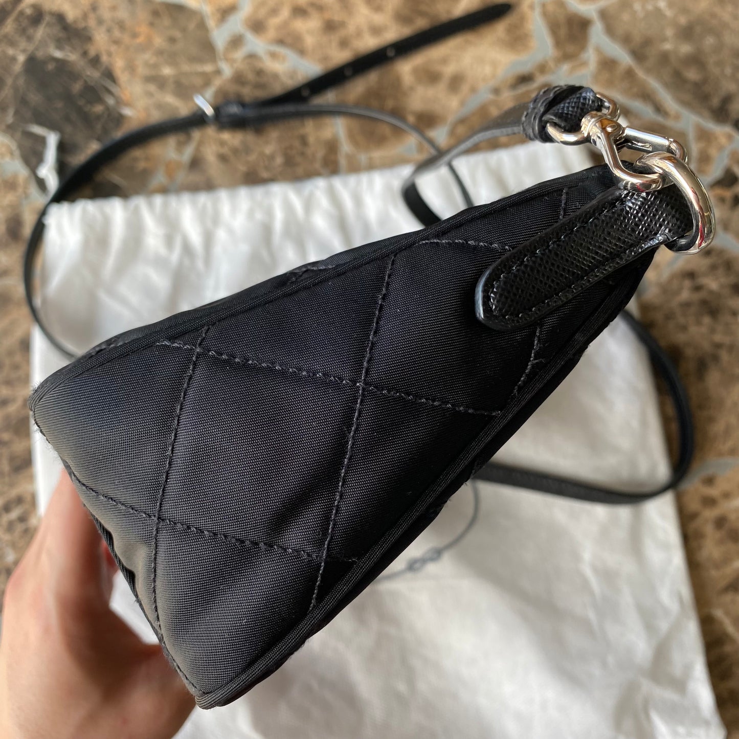 Prada Nylon Quilted Convertible Chain Crossbody