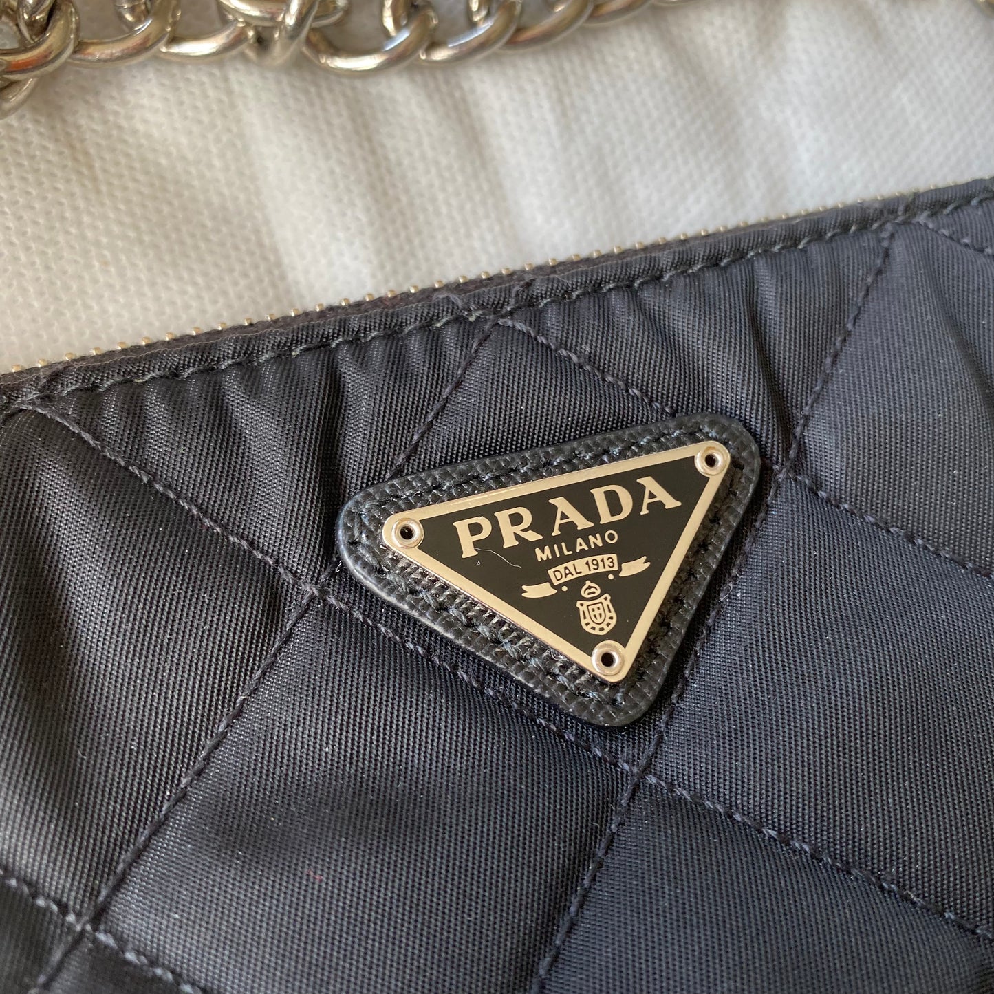 Prada Nylon Quilted Convertible Chain Crossbody