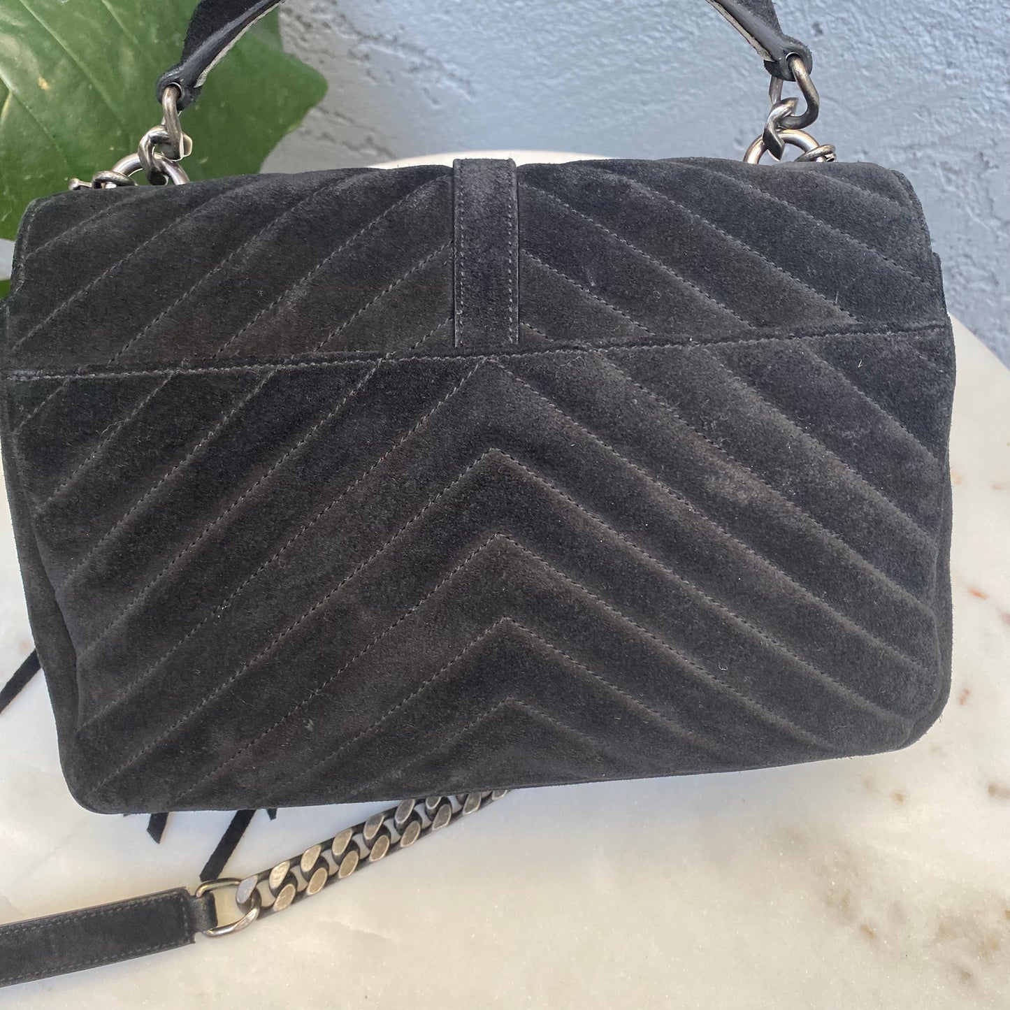 Saint Laurent Medium College Suede Fringe Shoulder Bag