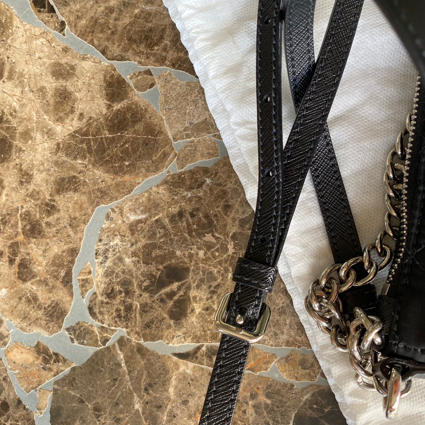 Prada Nylon Quilted Convertible Chain Crossbody