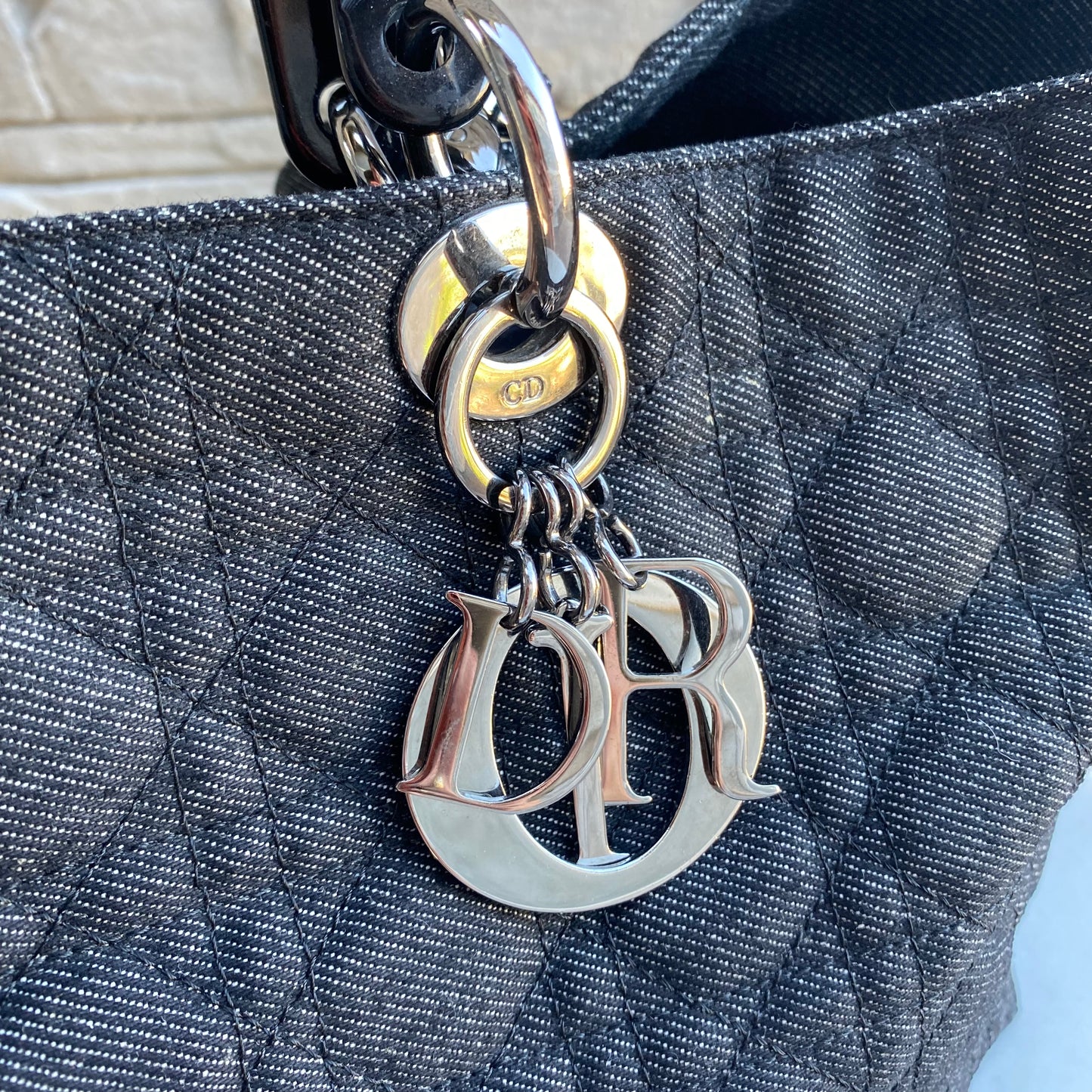 Christian Dior Denim Cannage Large Soft Lady Dior Tote
