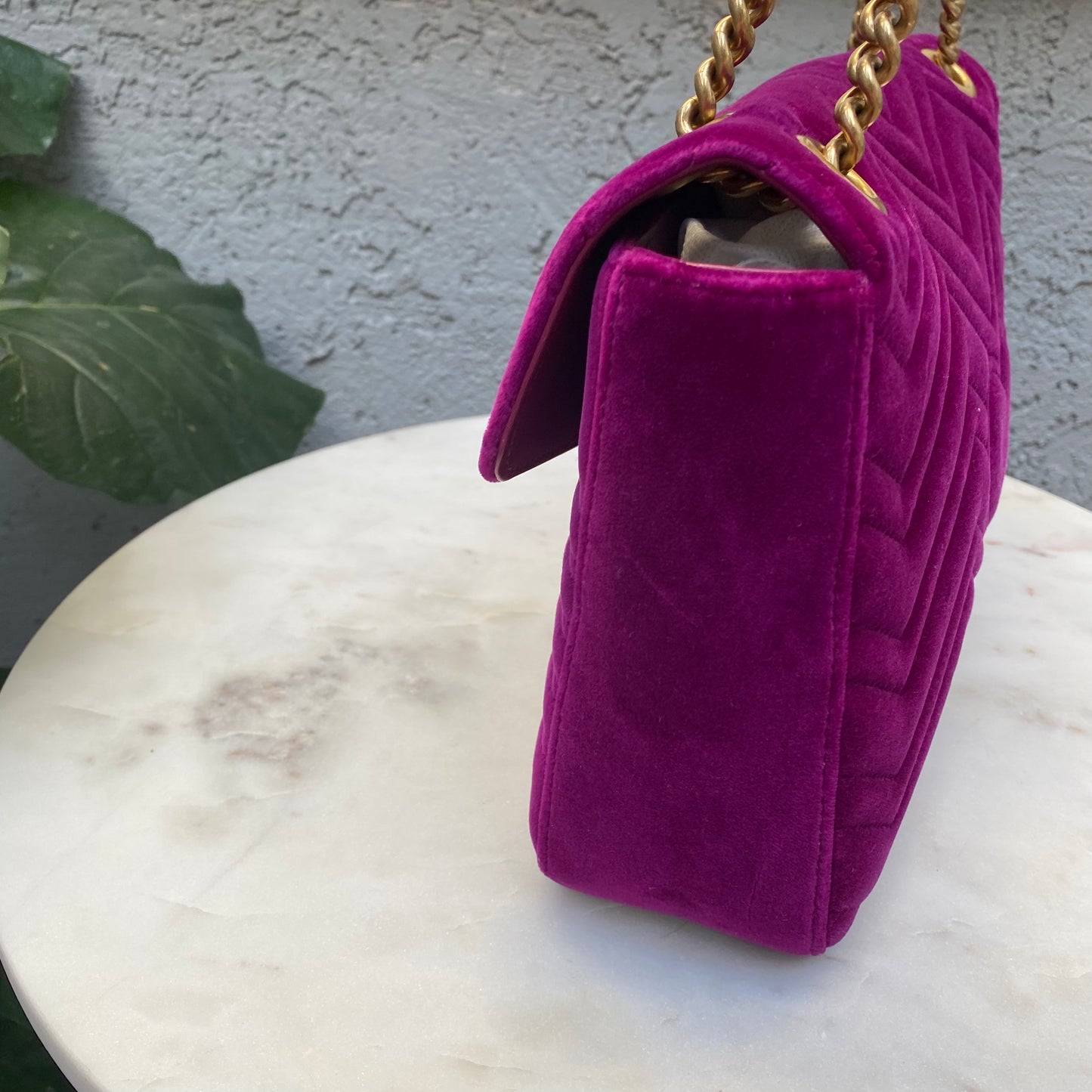 Gucci Velvet Matelasse Medium GG Marmont Shoulder Bag