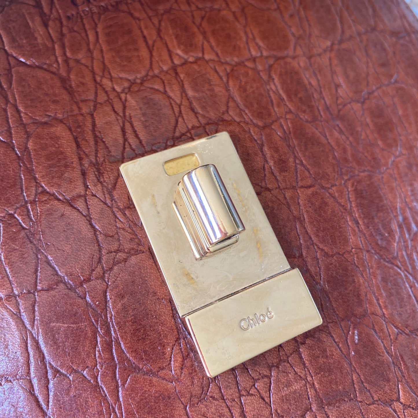 Chloe Drew Croc Embossed Leather Crossbody