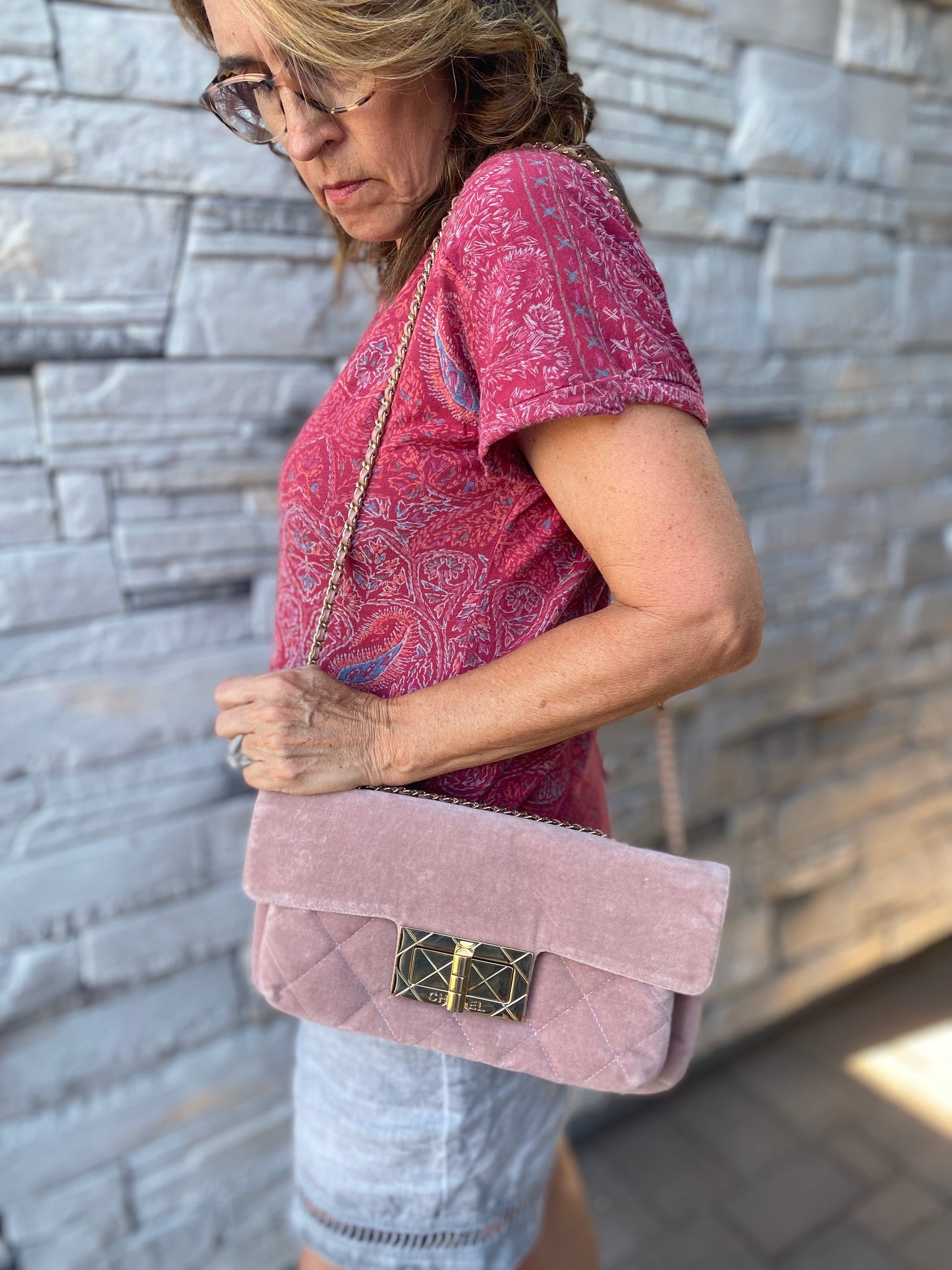 Chanel Giant Reissue Pink Velvet Single Flap Shoulder Bag