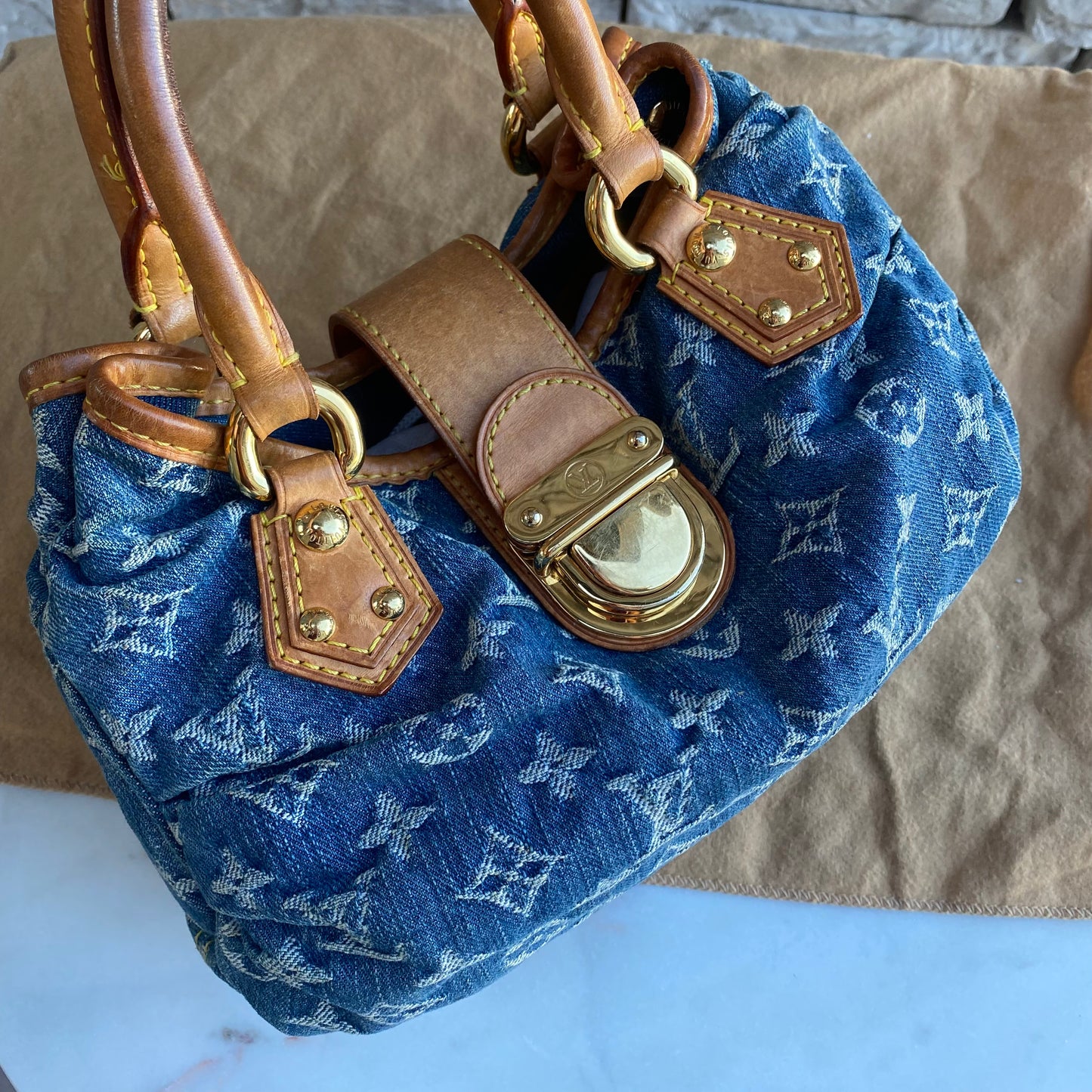 Louis Vuitton Mini Denim Pleaty Satchel