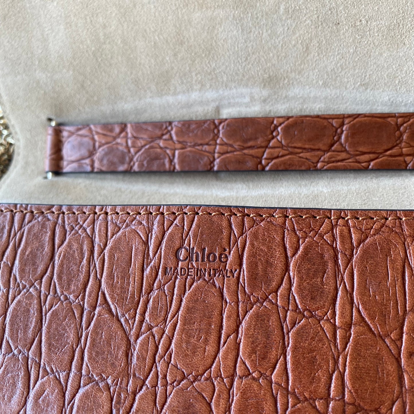 Chloe Drew Croc Embossed Leather Crossbody