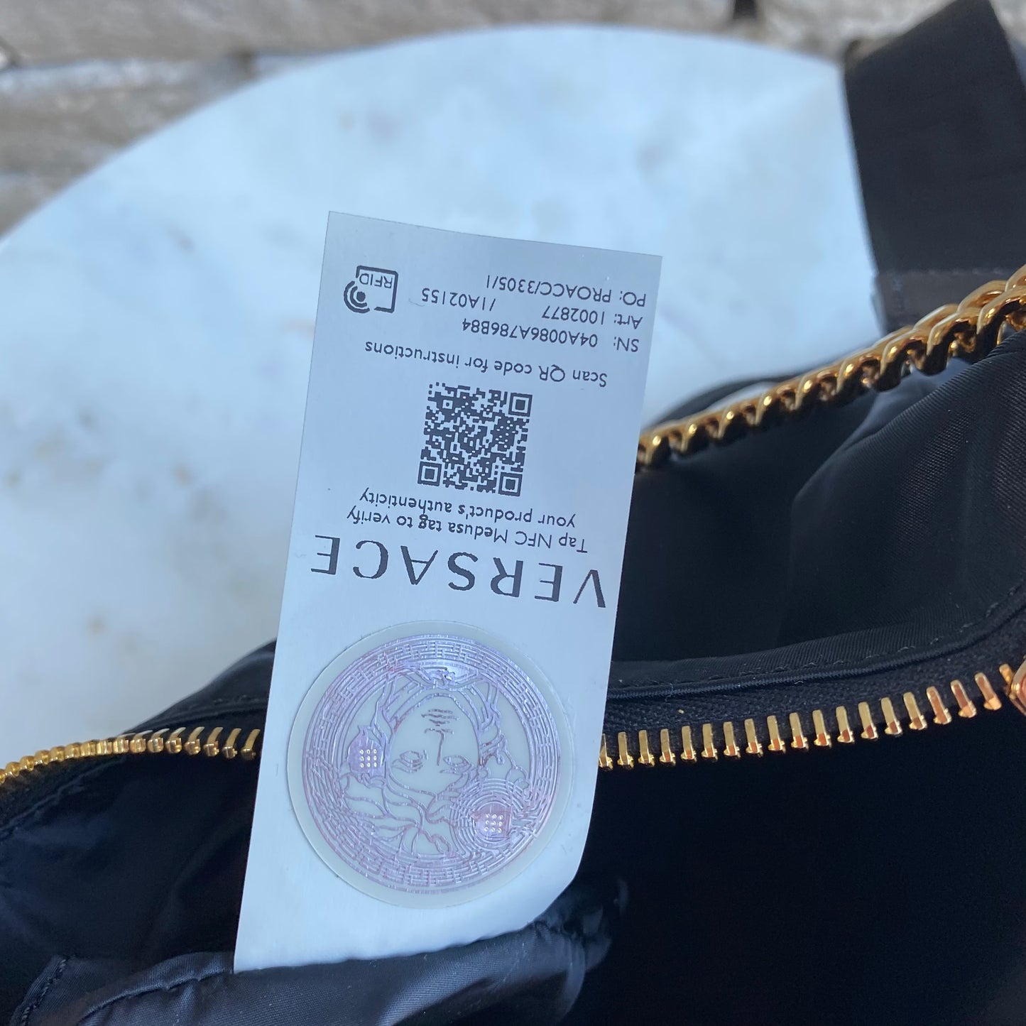 Versace Medusa Nylon Tribute Chain Shoulder Bag