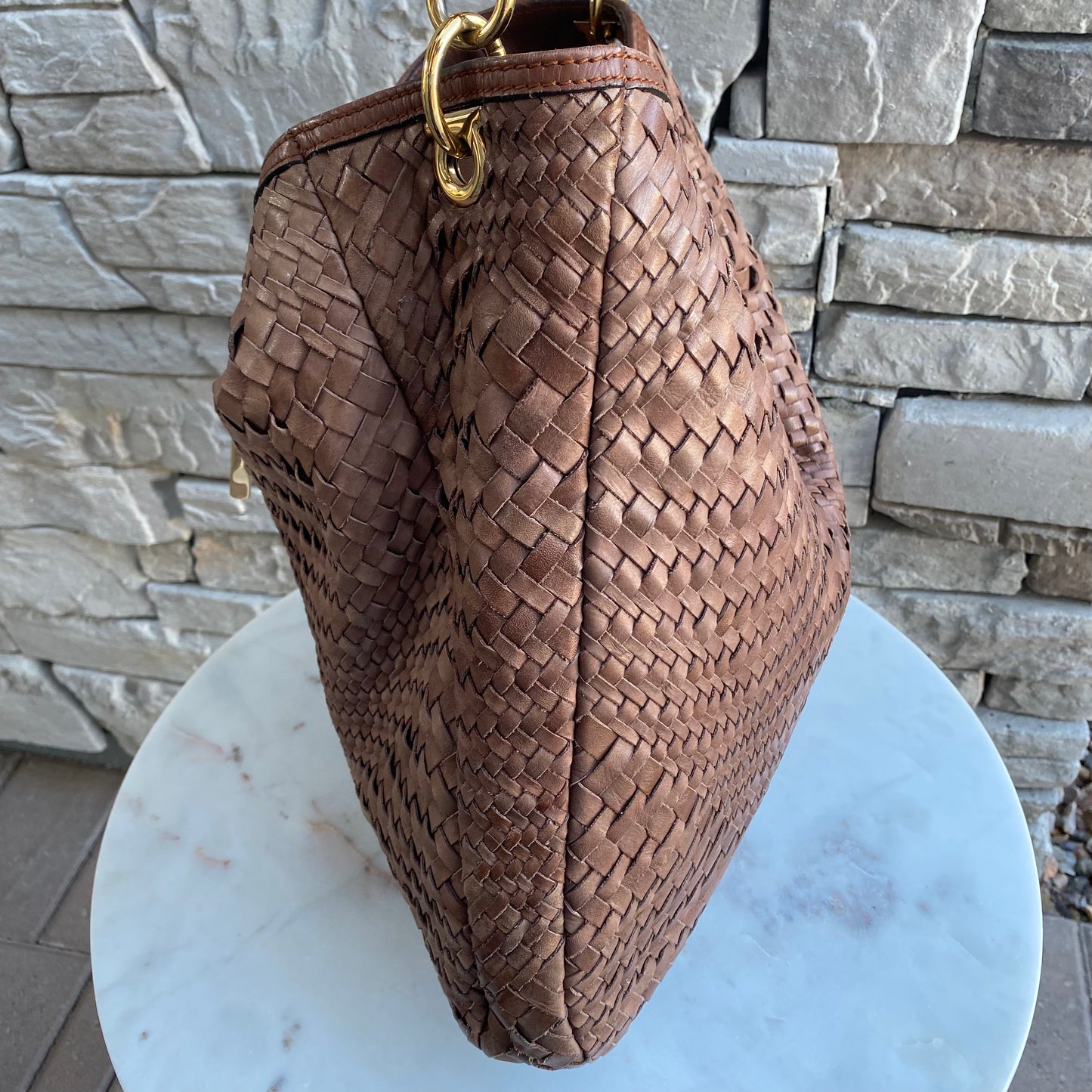 Salvatore Ferragamo Woven Leather Large Ceyla Hobo