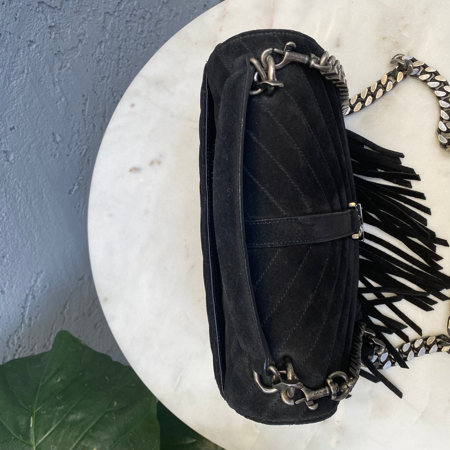 Saint Laurent Medium College Suede Fringe Shoulder Bag