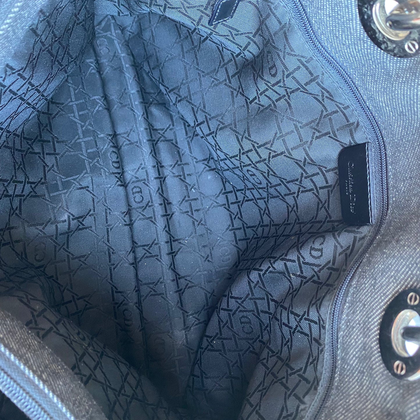 Christian Dior Denim Cannage Large Soft Lady Dior Tote