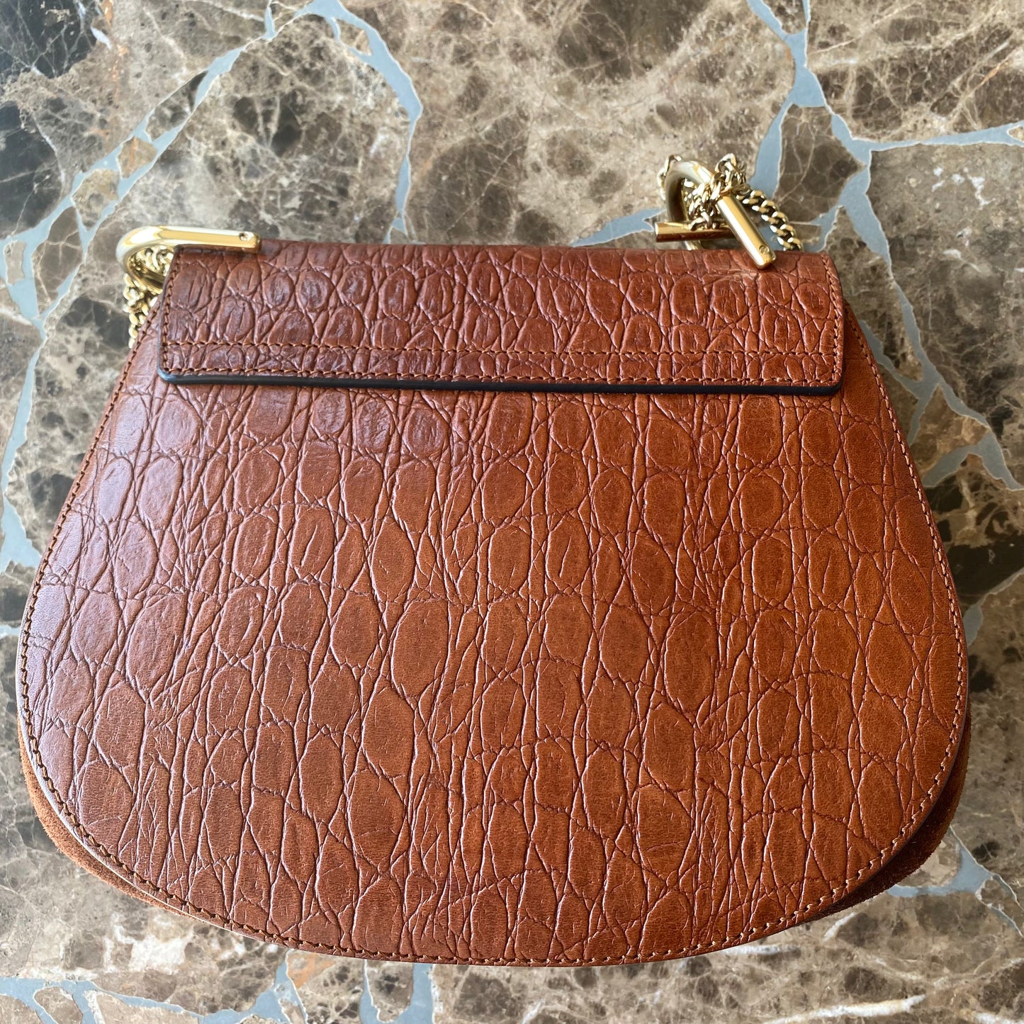 Chloe Drew Croc Embossed Leather Crossbody