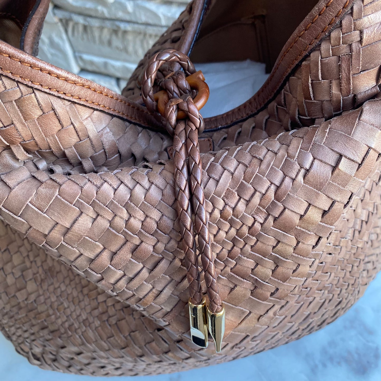 Salvatore Ferragamo Woven Leather Large Ceyla Hobo
