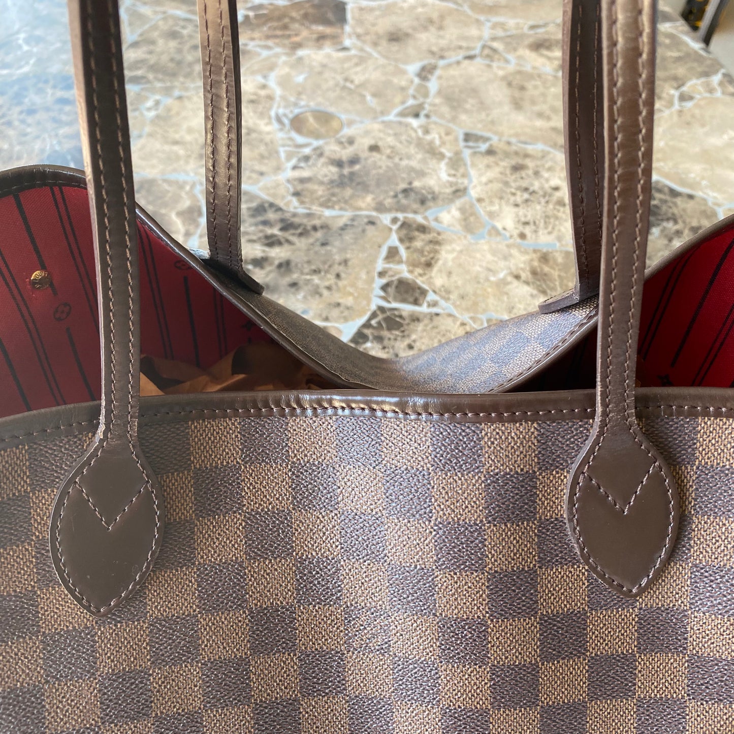 Louis Vuitton Damier Ebene Neverfull MM Tote