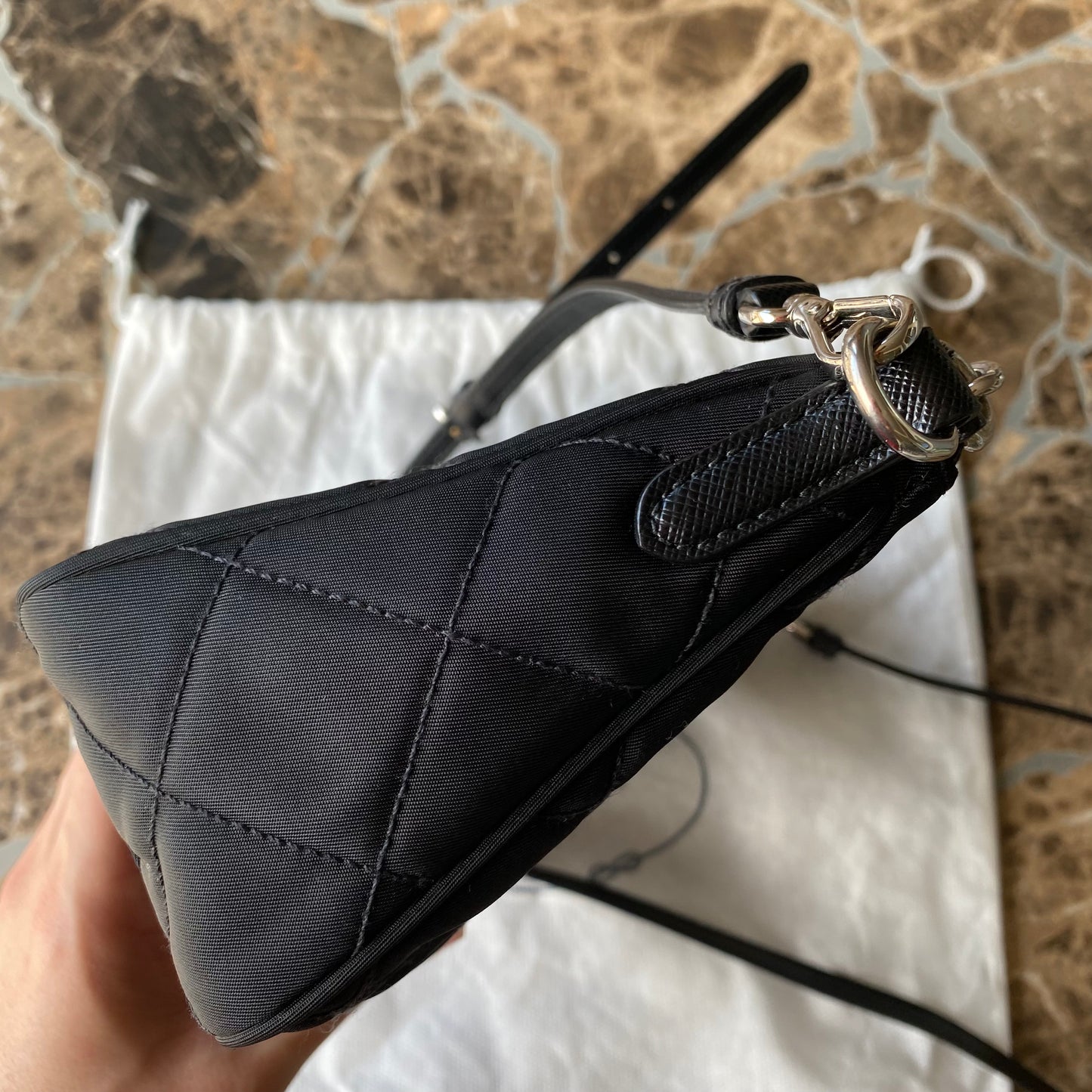 Prada Nylon Quilted Convertible Chain Crossbody