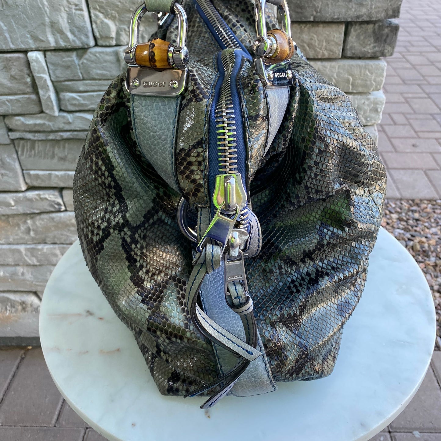 Gucci Python Large Bamboo Bar Bag