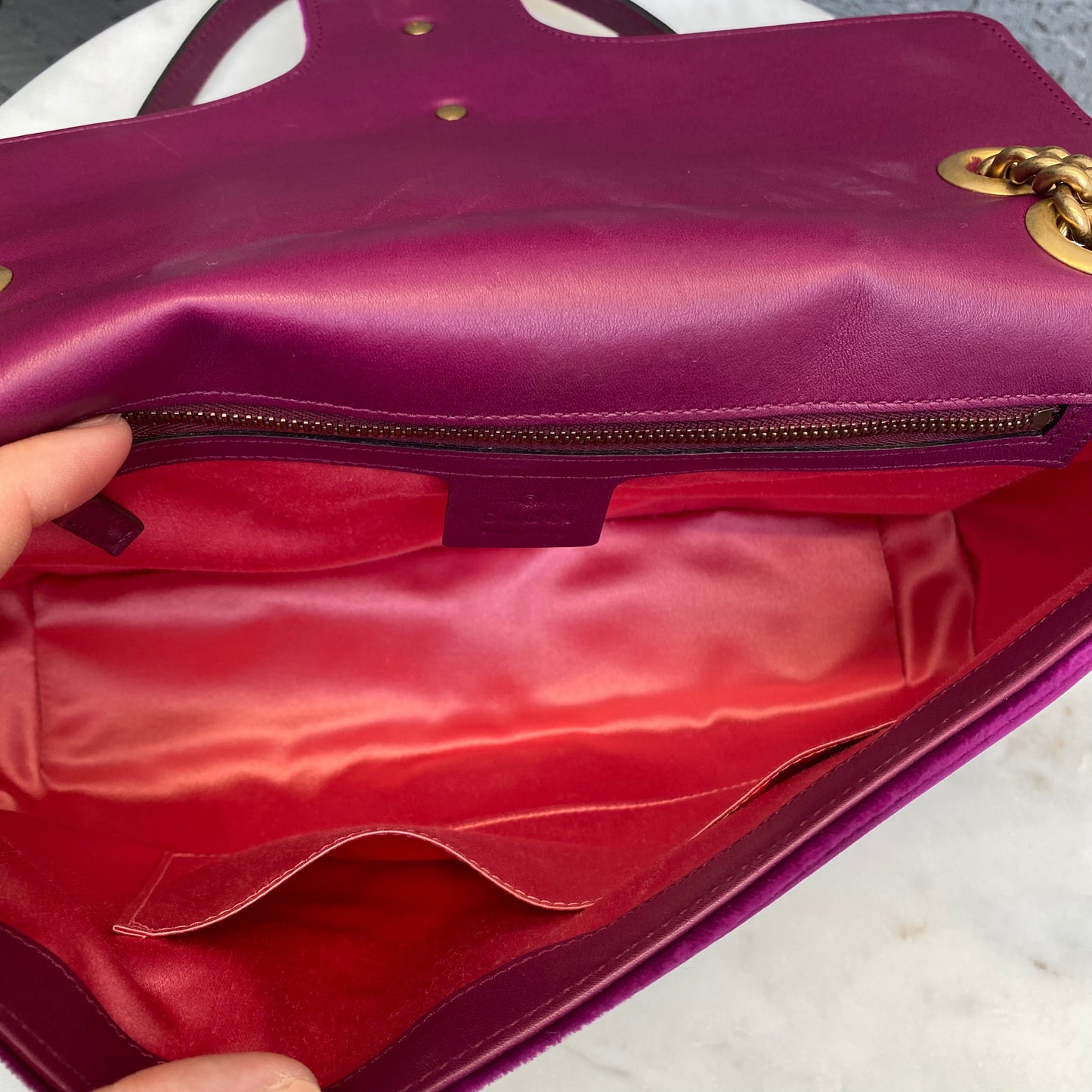 Gucci Velvet Matelasse Medium GG Marmont Shoulder Bag