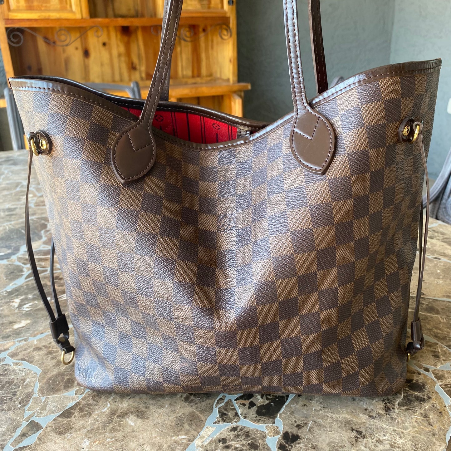 Louis Vuitton Damier Ebene Neverfull MM Tote