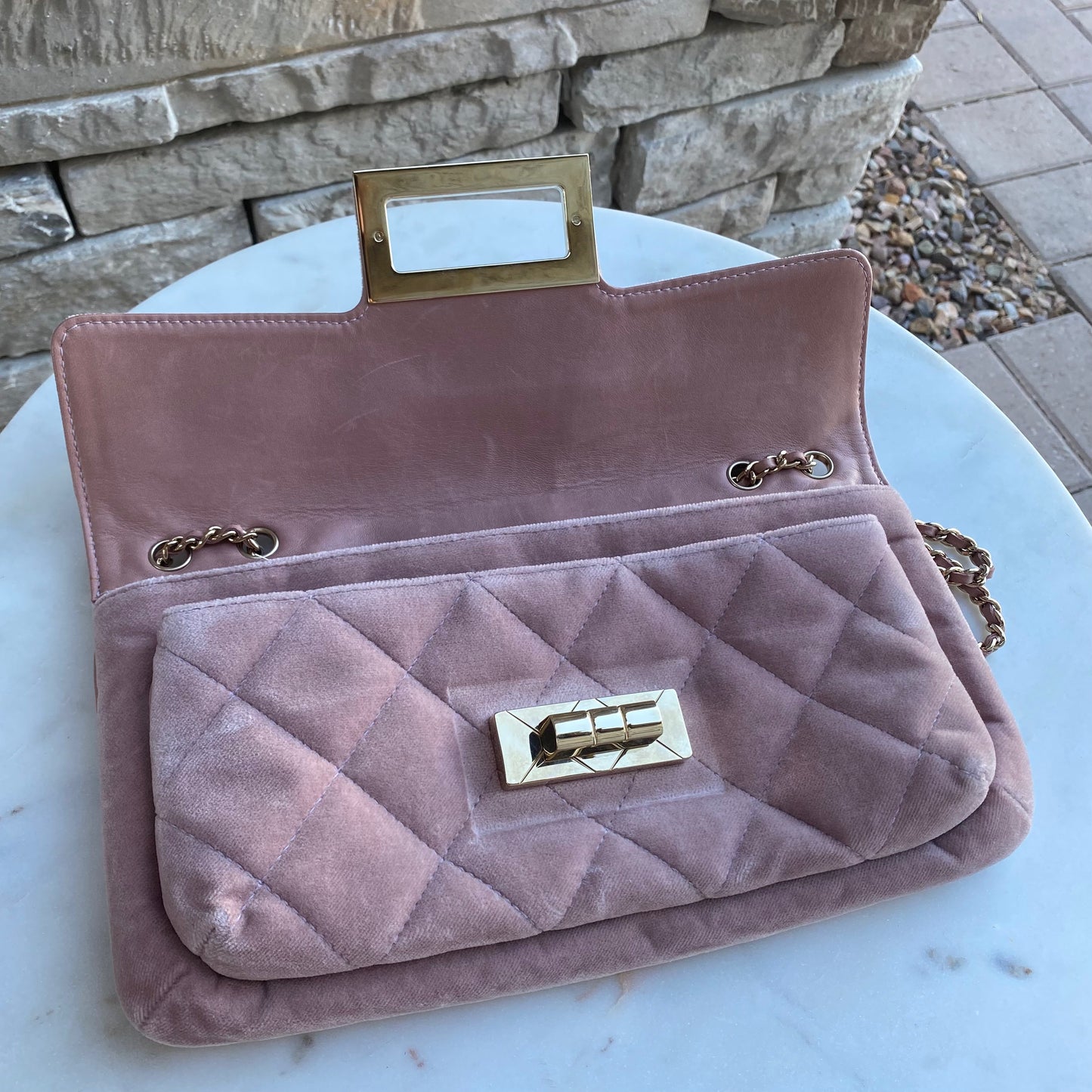 Chanel Giant Reissue Pink Velvet Single Flap Shoulder Bag