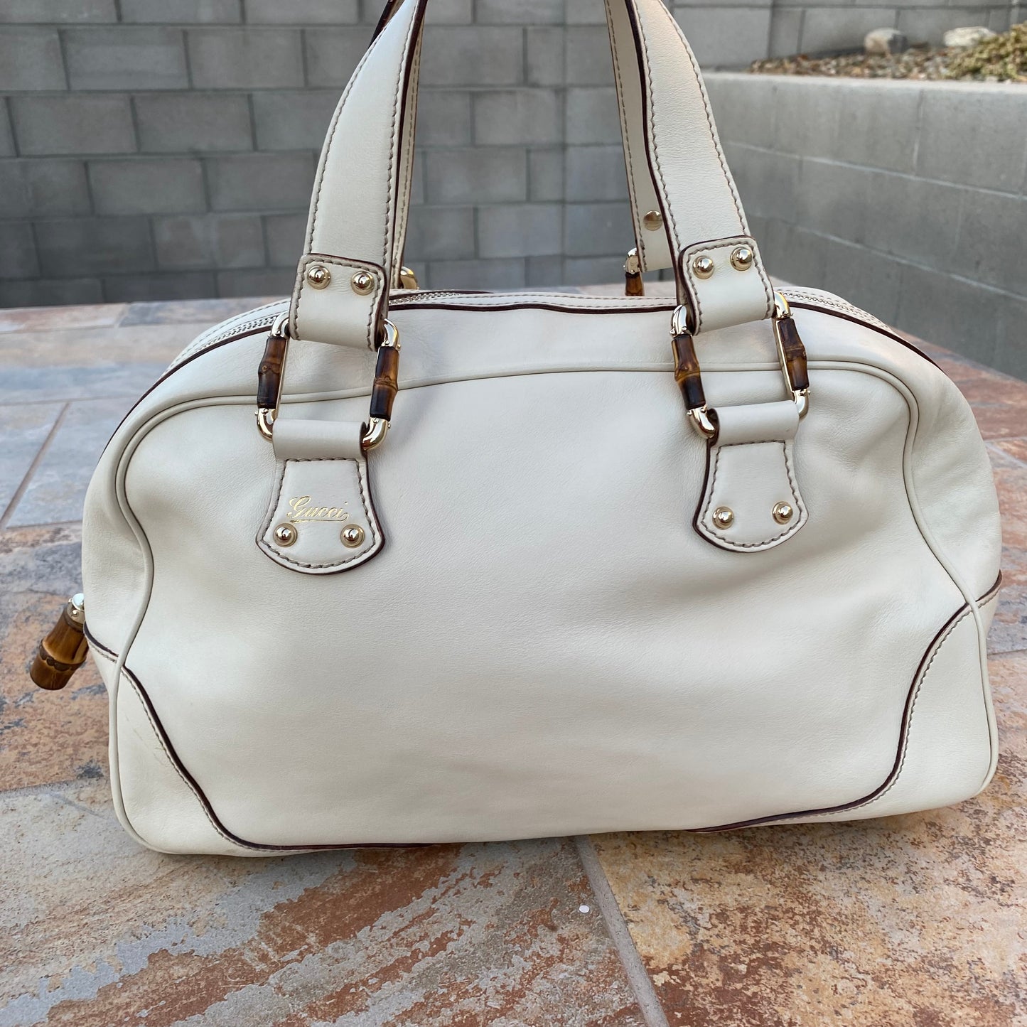Gucci Bamboo Leather Vintage Boston Satchel
