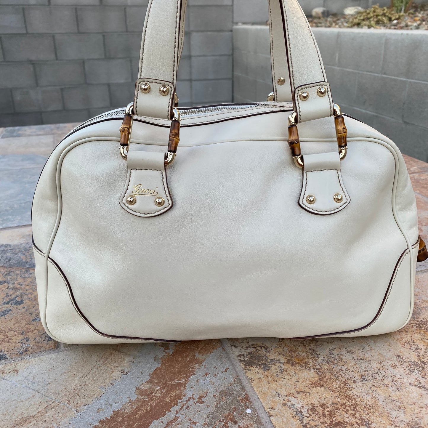 Gucci Bamboo Leather Vintage Boston Satchel