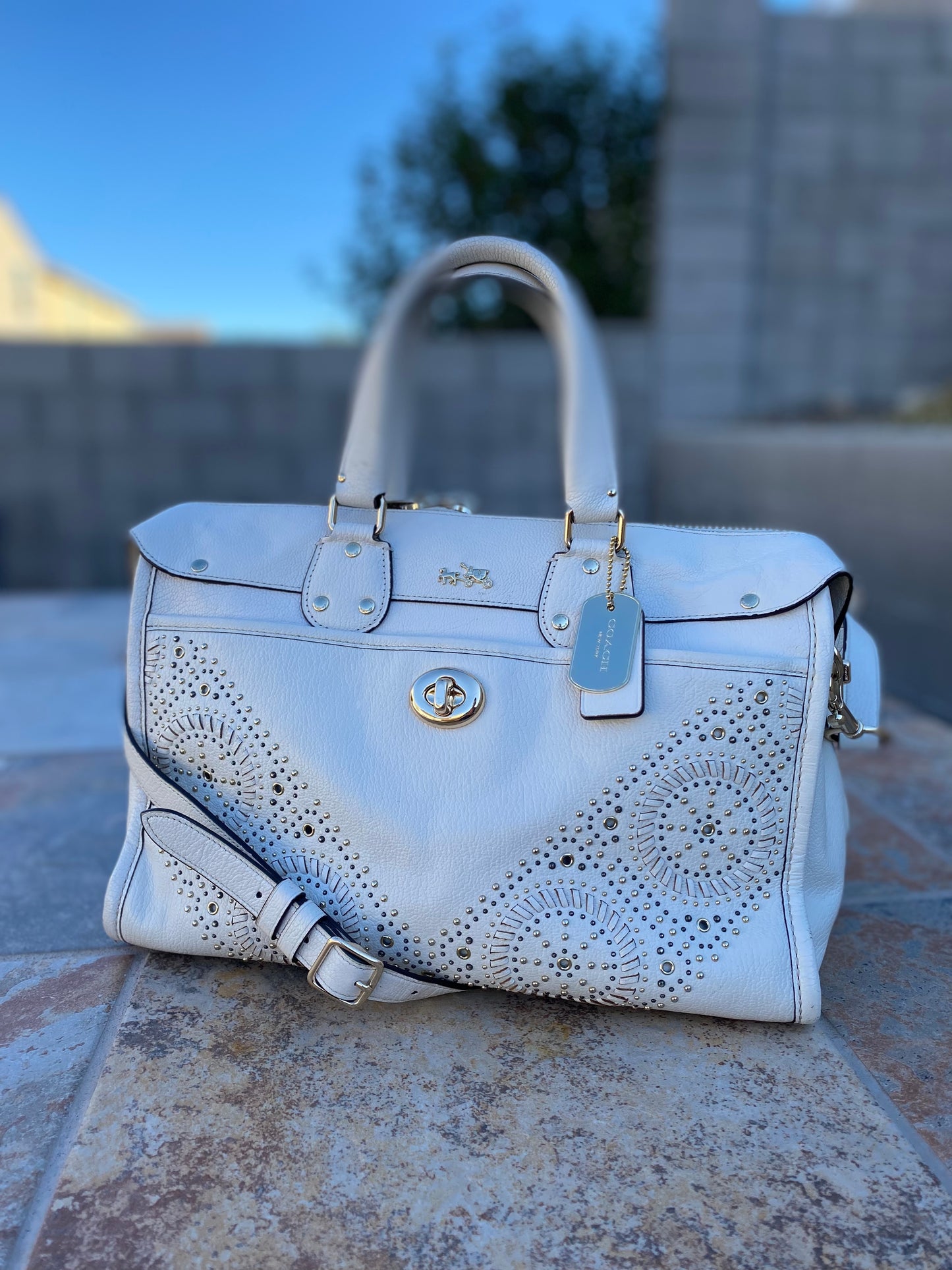 Coach Mini Studs Rhyder Leather Satchel