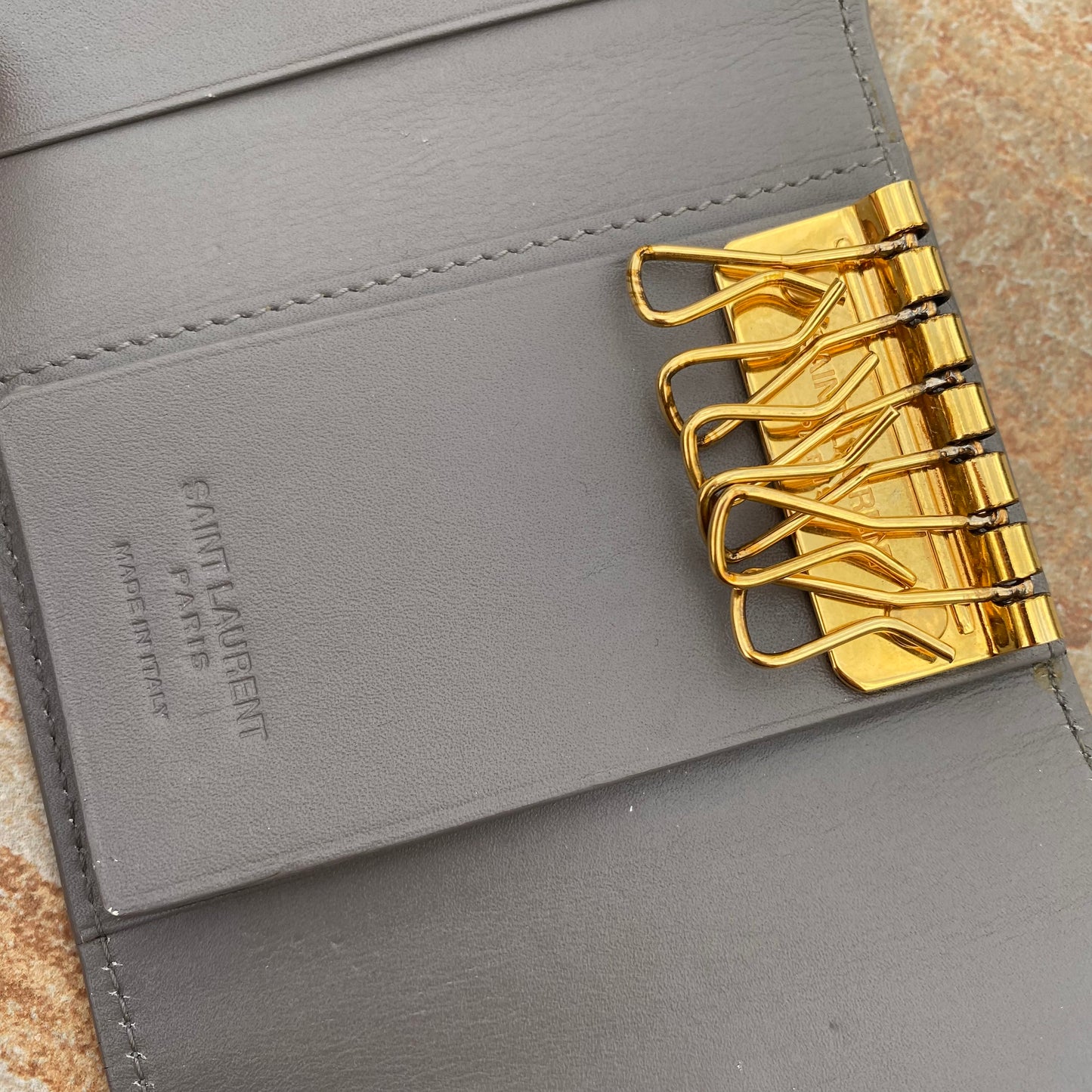 Saint Laurent 6 Ring Leather Key Card Holder