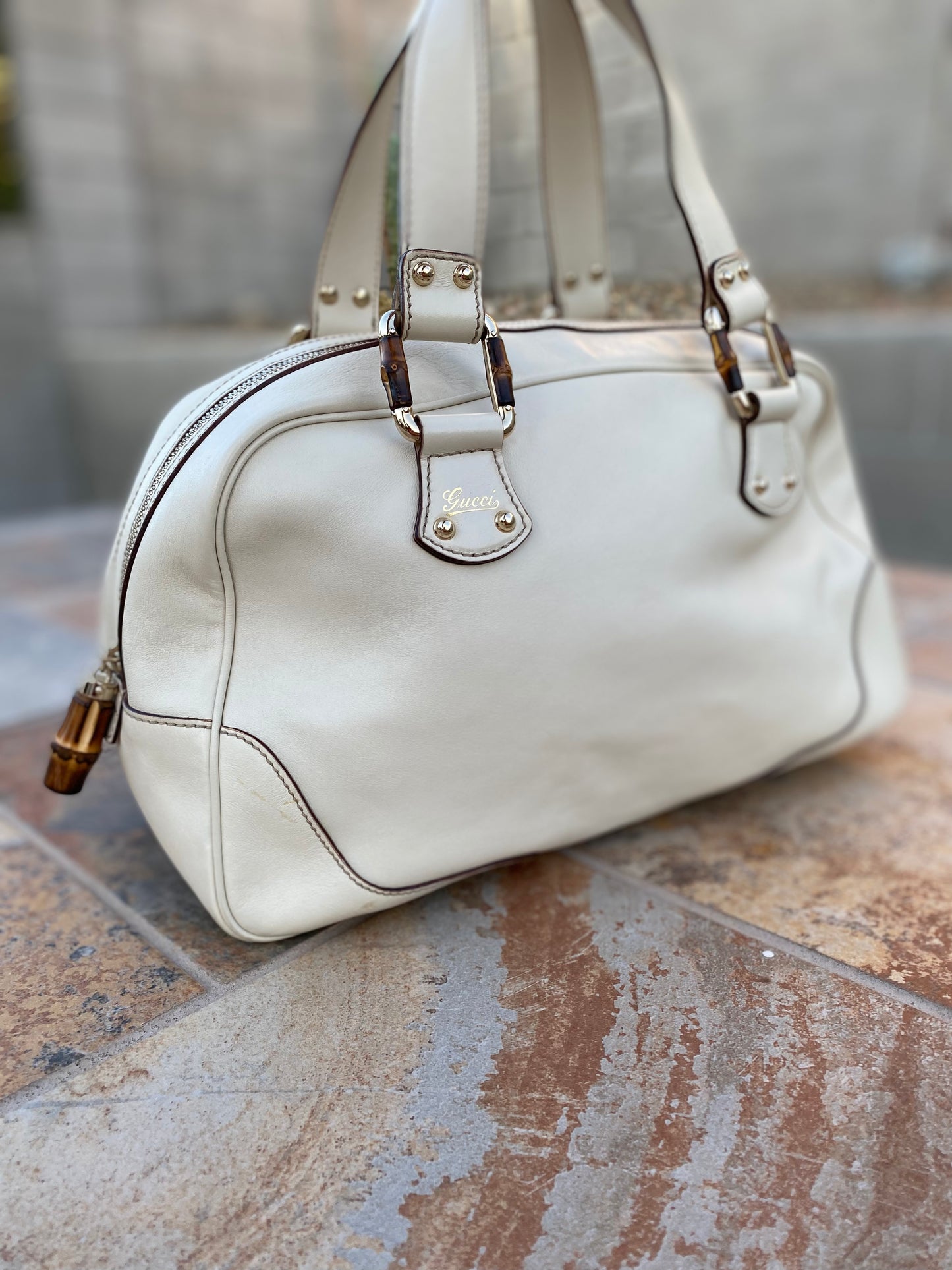 Gucci Bamboo Leather Vintage Boston Satchel