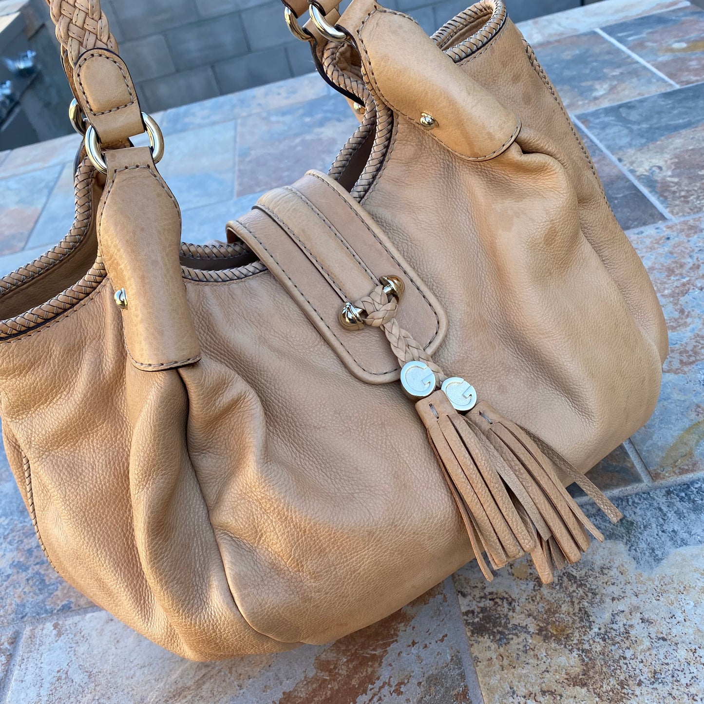 Gucci Marrakech Large Pebbled Leather Hobo