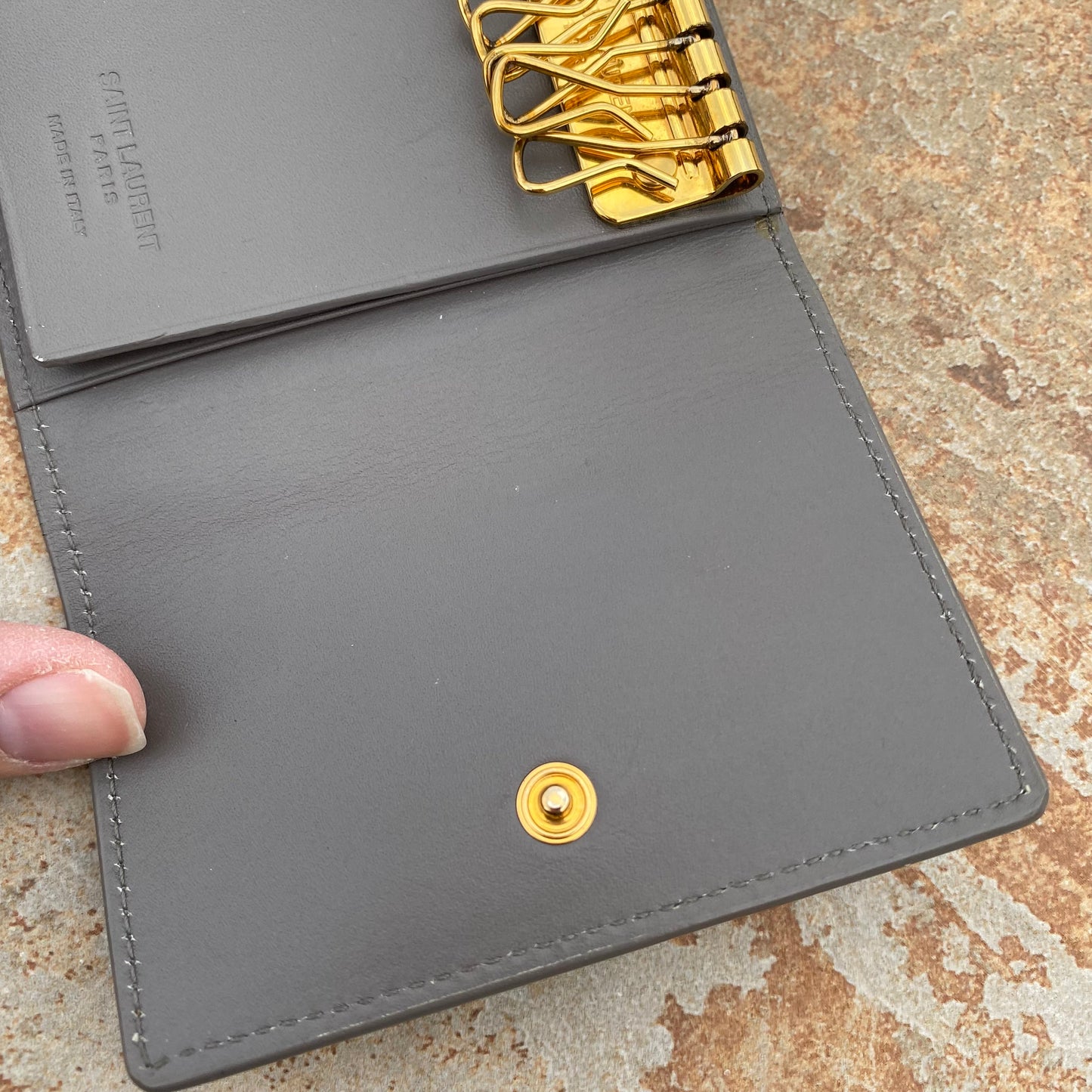 Saint Laurent 6 Ring Leather Key Card Holder