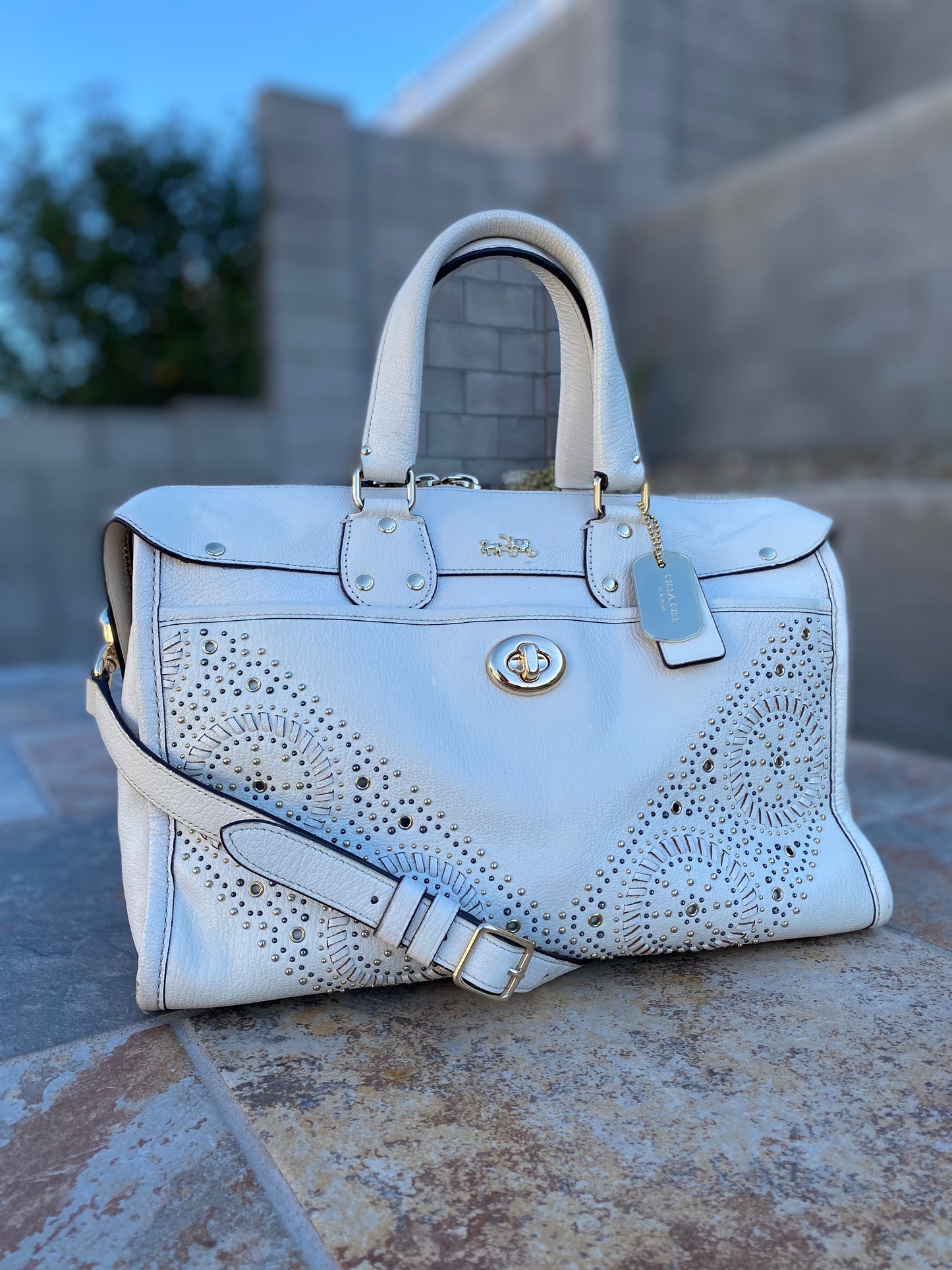 Coach Mini Studs Rhyder Leather Satchel