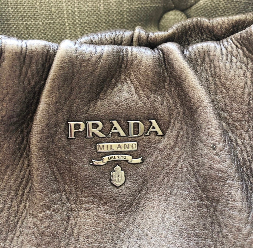 Prada Calfskin Leather Hobo Shoulder Bag