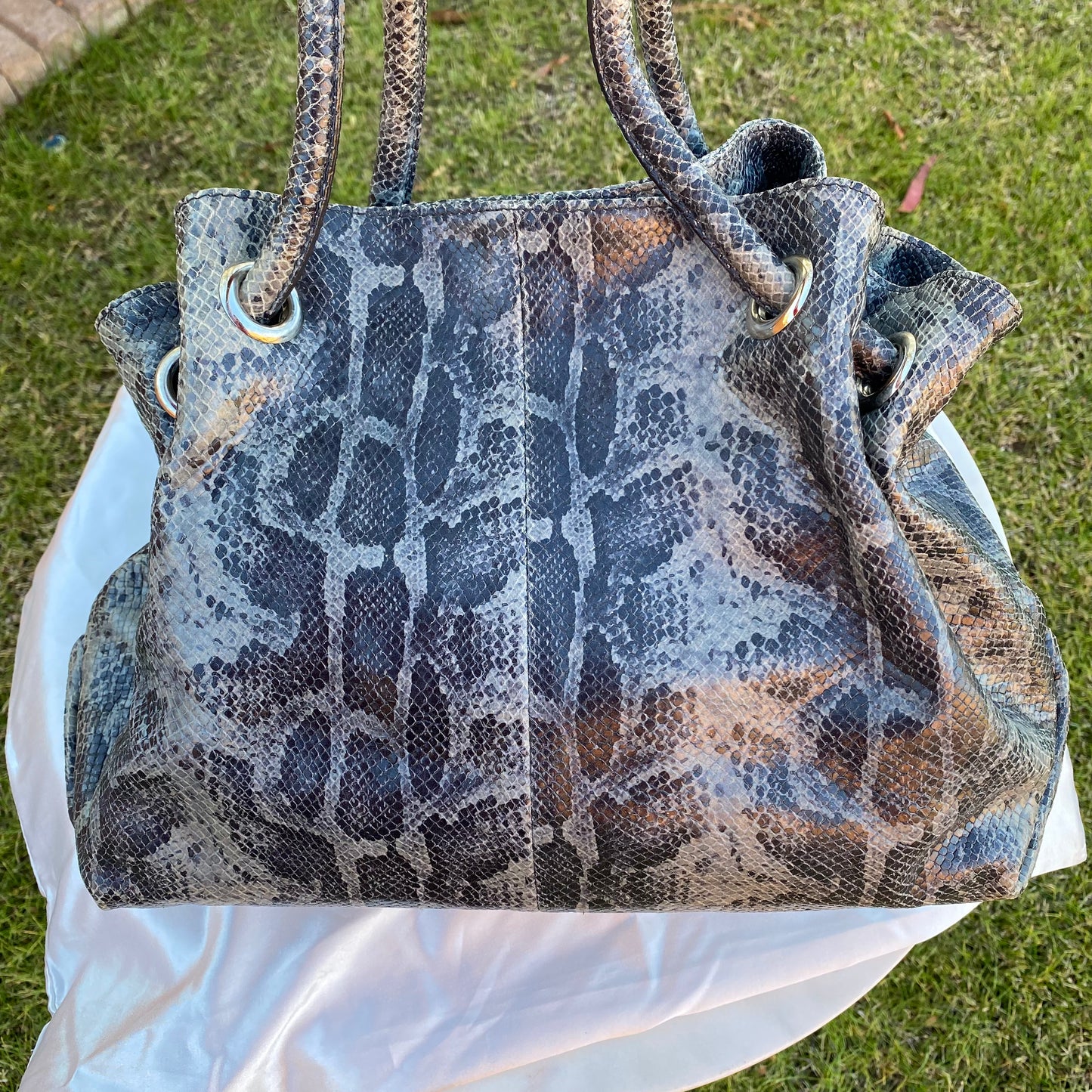 Furla Snakeskin Embossed Leather Bag