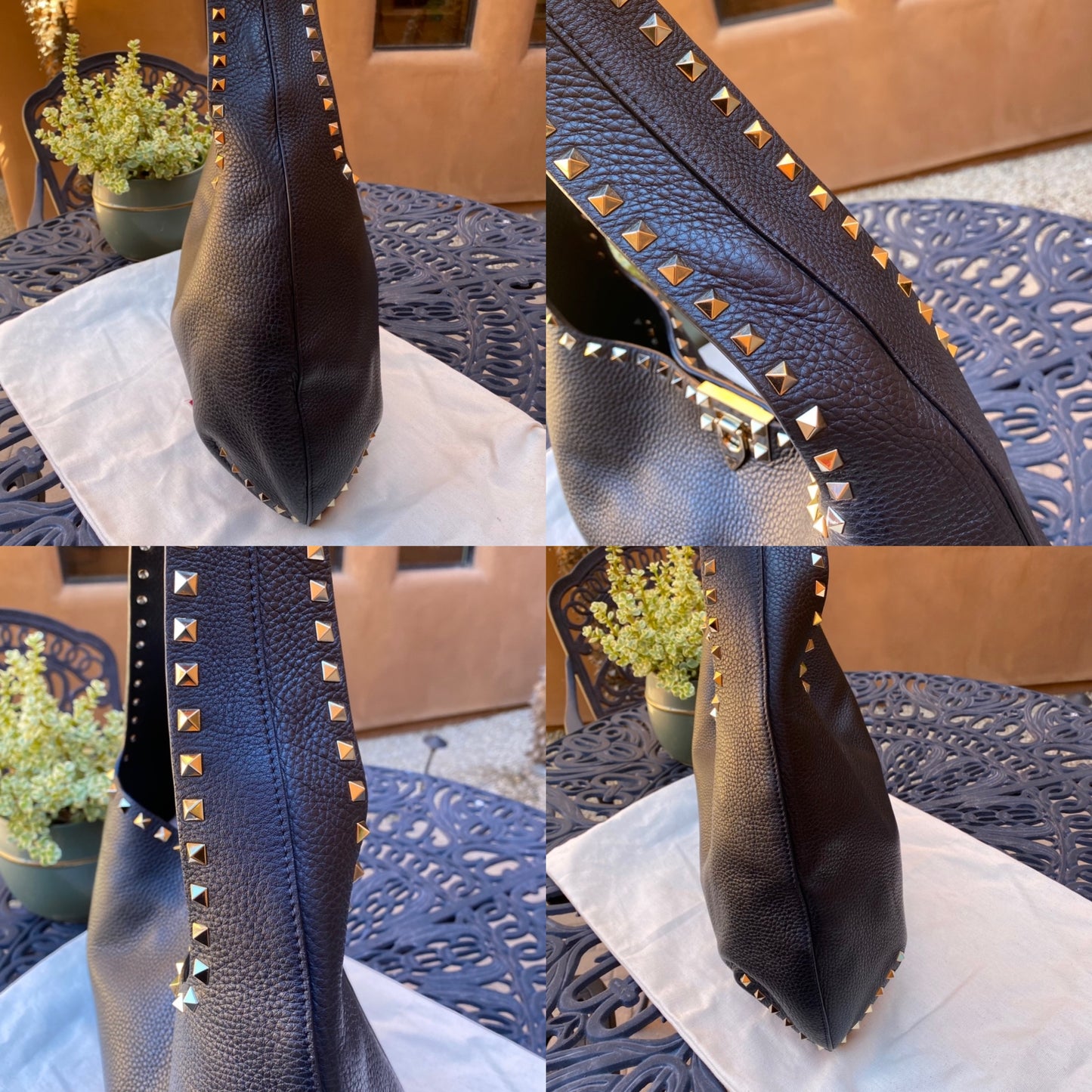 Valentino Garavani Large Rockstud Calf Leather Hobo