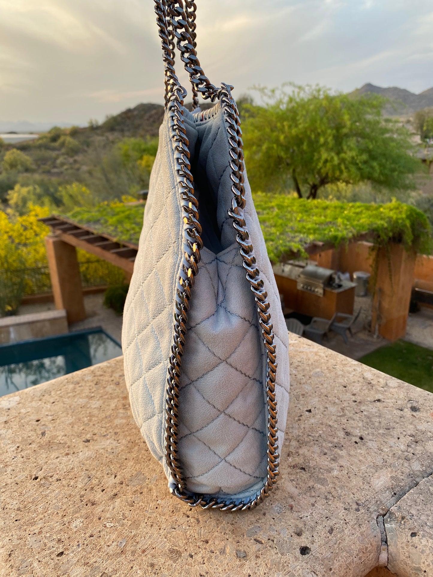 Stella McCartney Quilted Vegan Suede Falabella Shoulder Bag