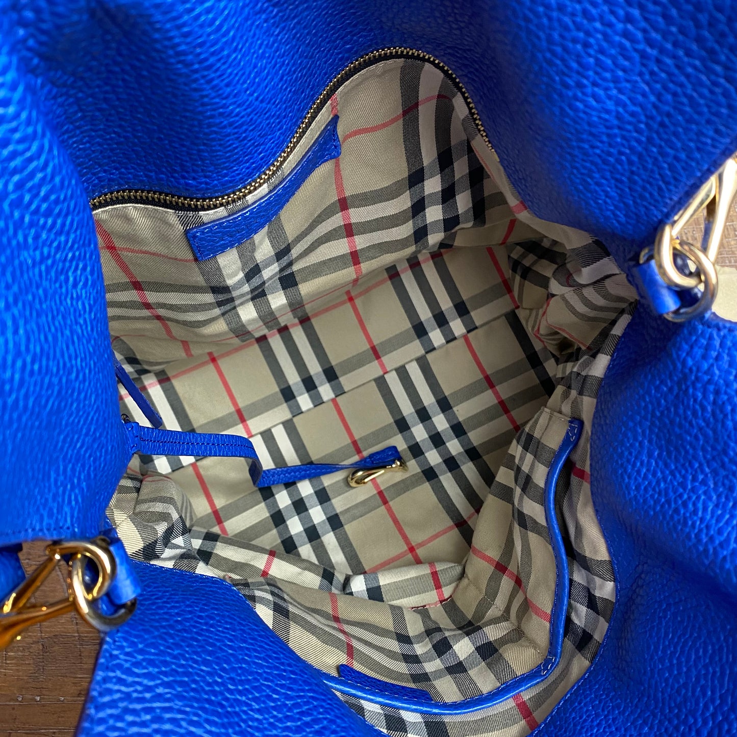 Burberry Pebbled Leather Cale Hobo Shoulder Bag