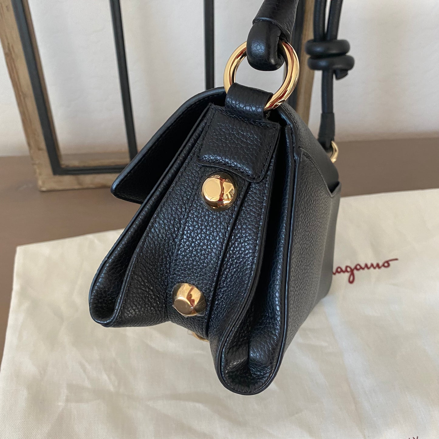 Salvatore Ferragamo Glam Gancio Leather Shoulder Bag