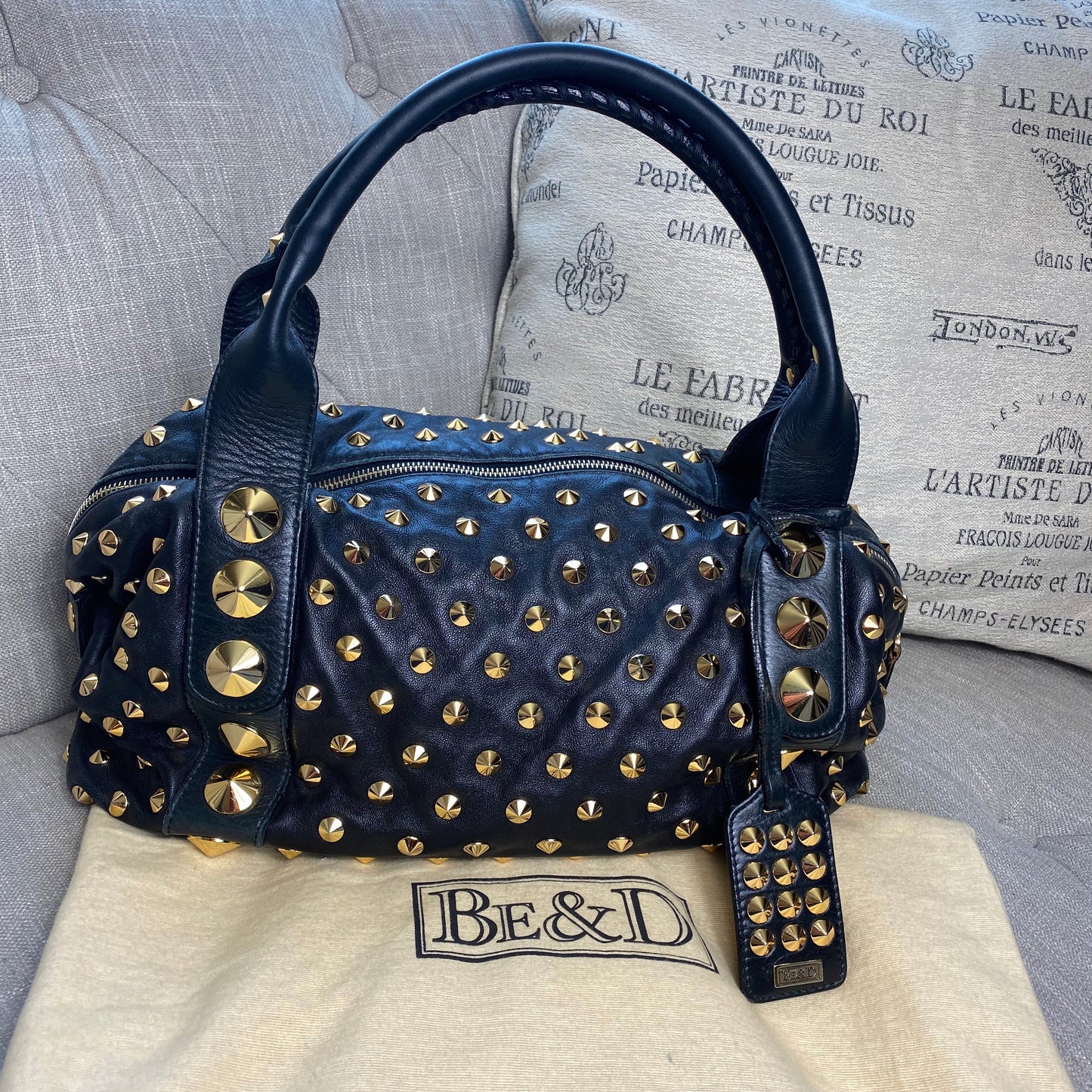 Be&D Garbo Studded Lamb Leather Satchel