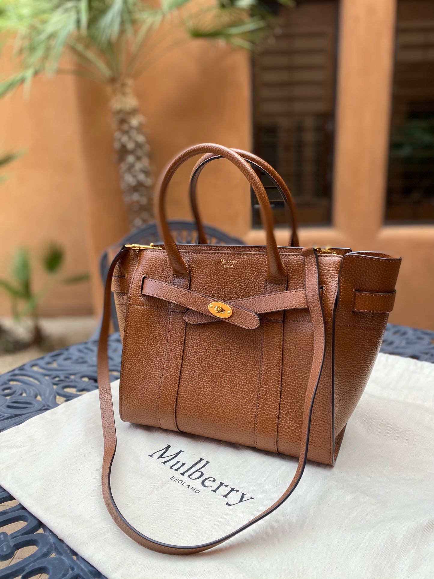 Mulberry Small Zipped Bayswater Grained Leather Tote