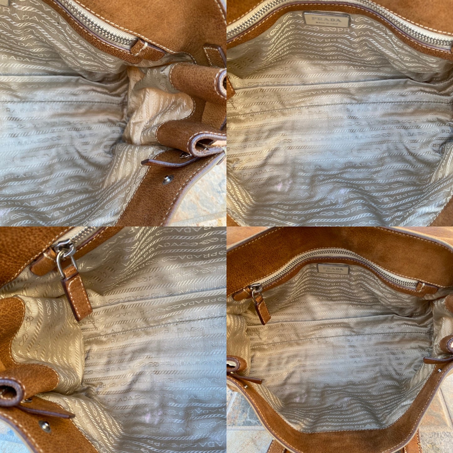 Prada Vintage Tessuto Leather Nylon Shoulder Bag