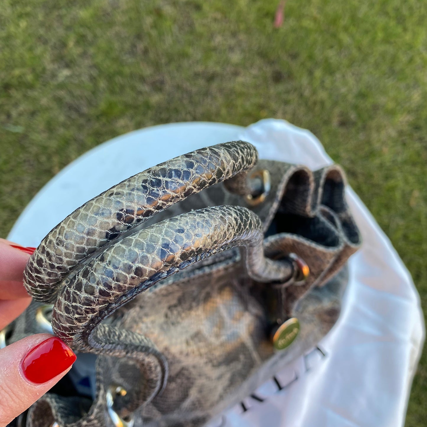 Furla Snakeskin Embossed Leather Bag